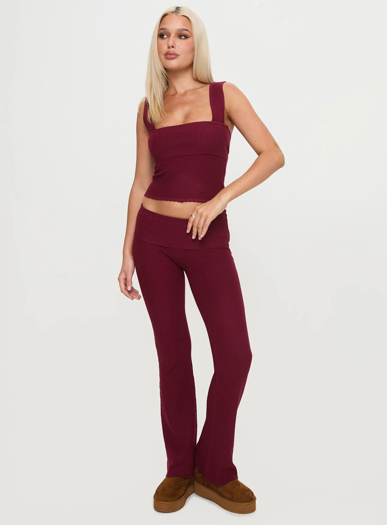 Mooring Square Neck Top Maroon