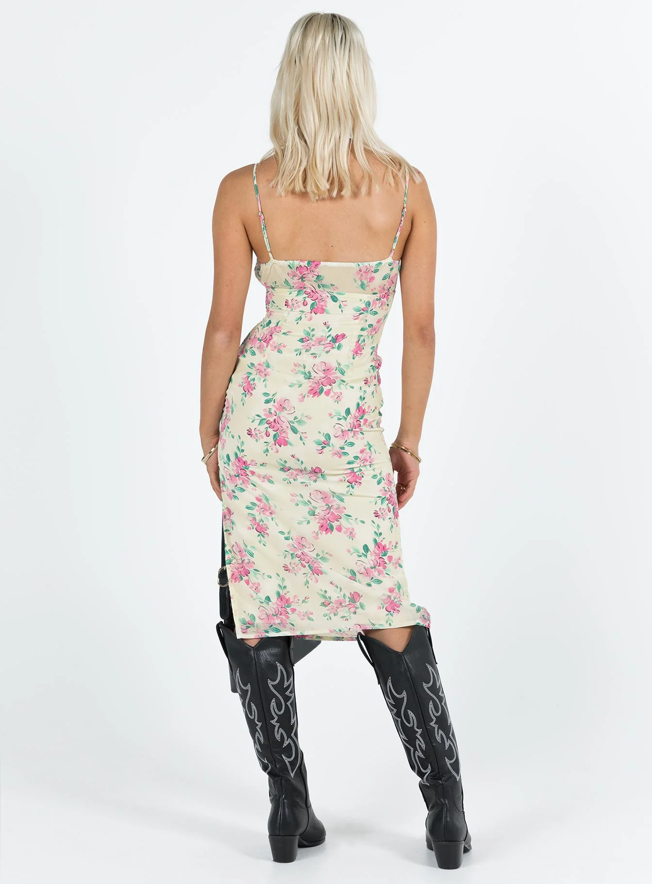 Noda Midi Dress Yellow / Pink Floral