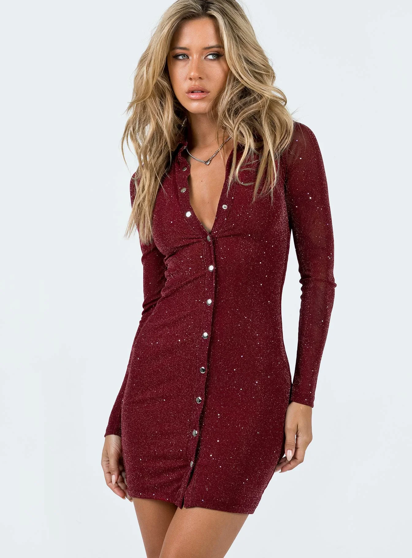 Friday Fever Mini Dress Burgundy