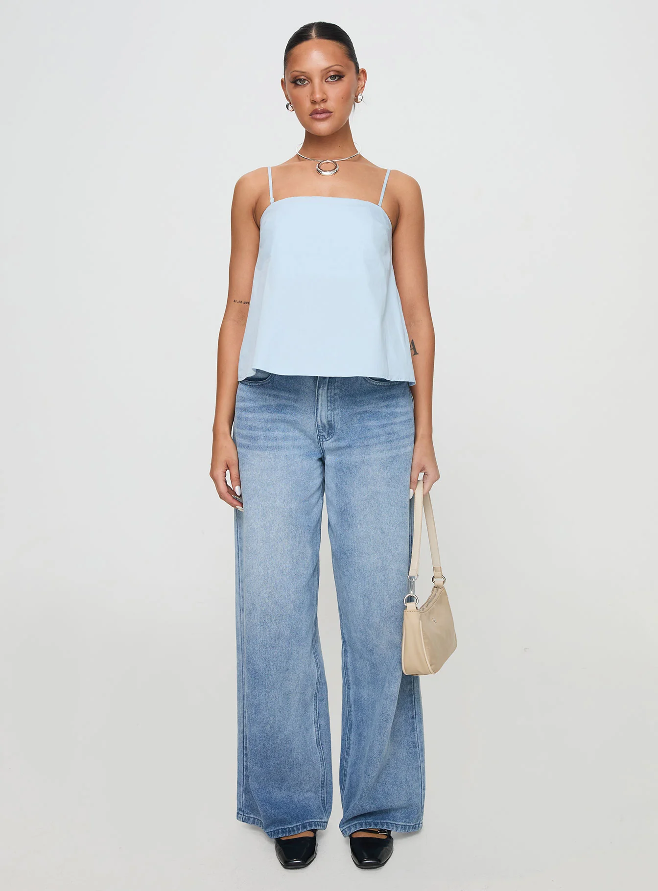 Trapeze Strapless Top Blue