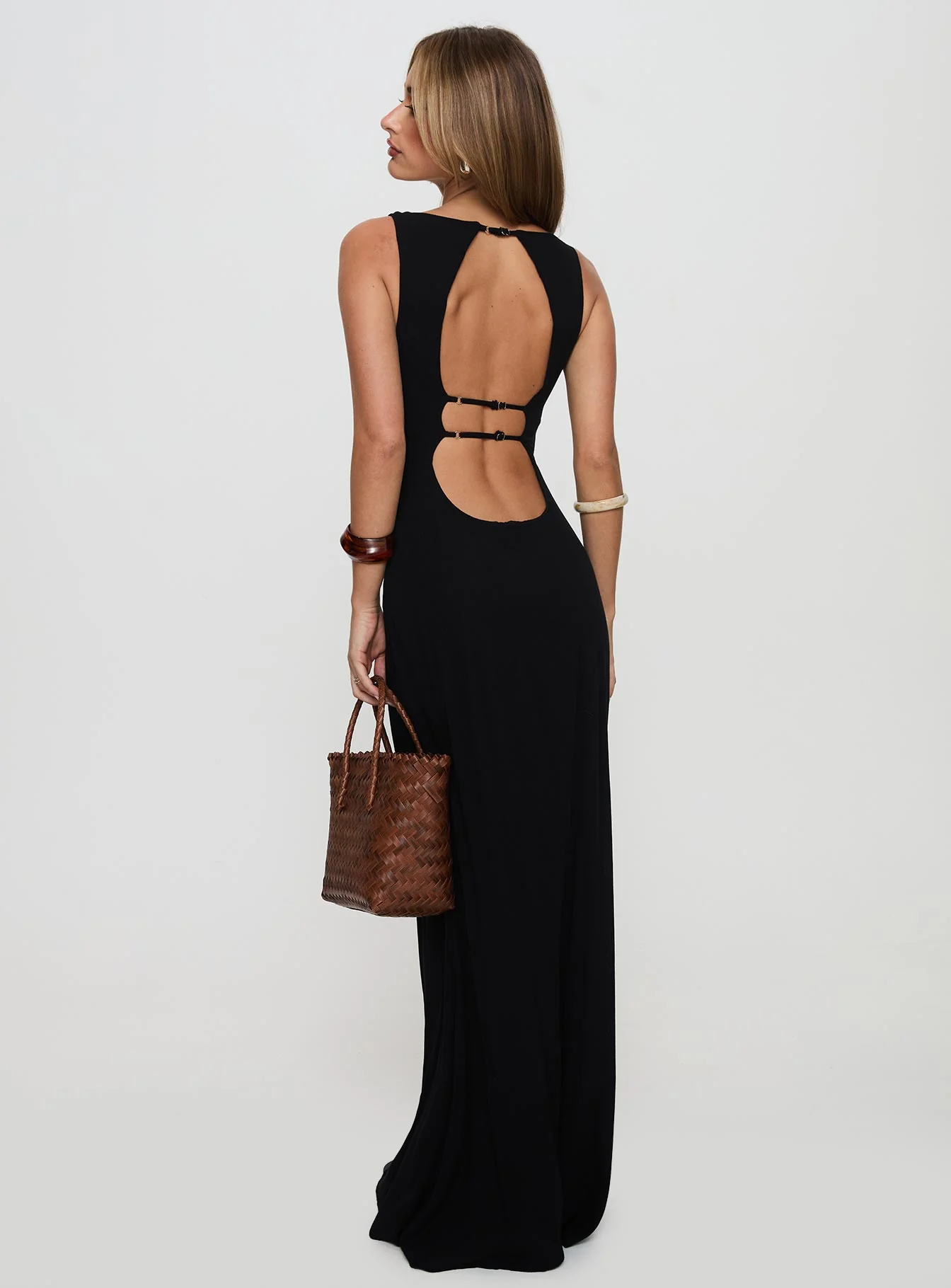 Ace Of Hearts Backless Maxi Dress Black Petite