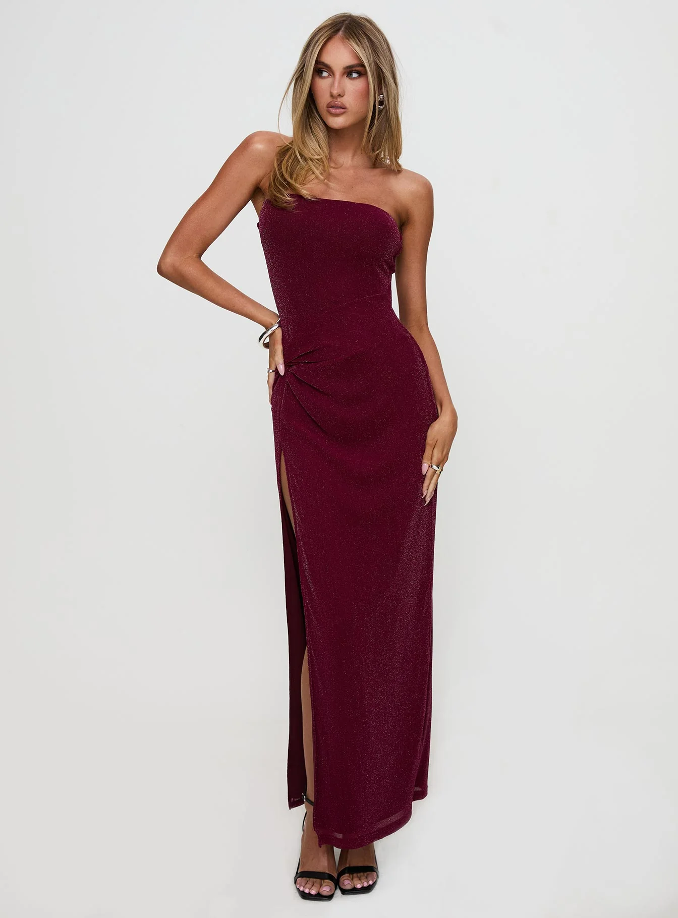 Jeniva Straplesss Maxi Dress Plum