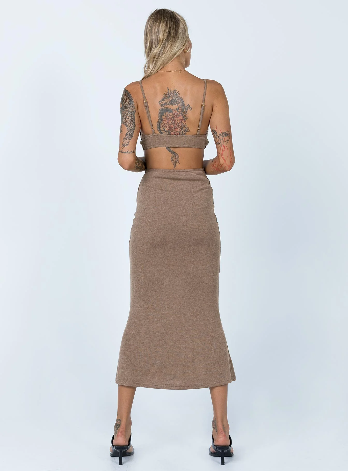 Jocelyn Cut Out Midi Dress Brown
