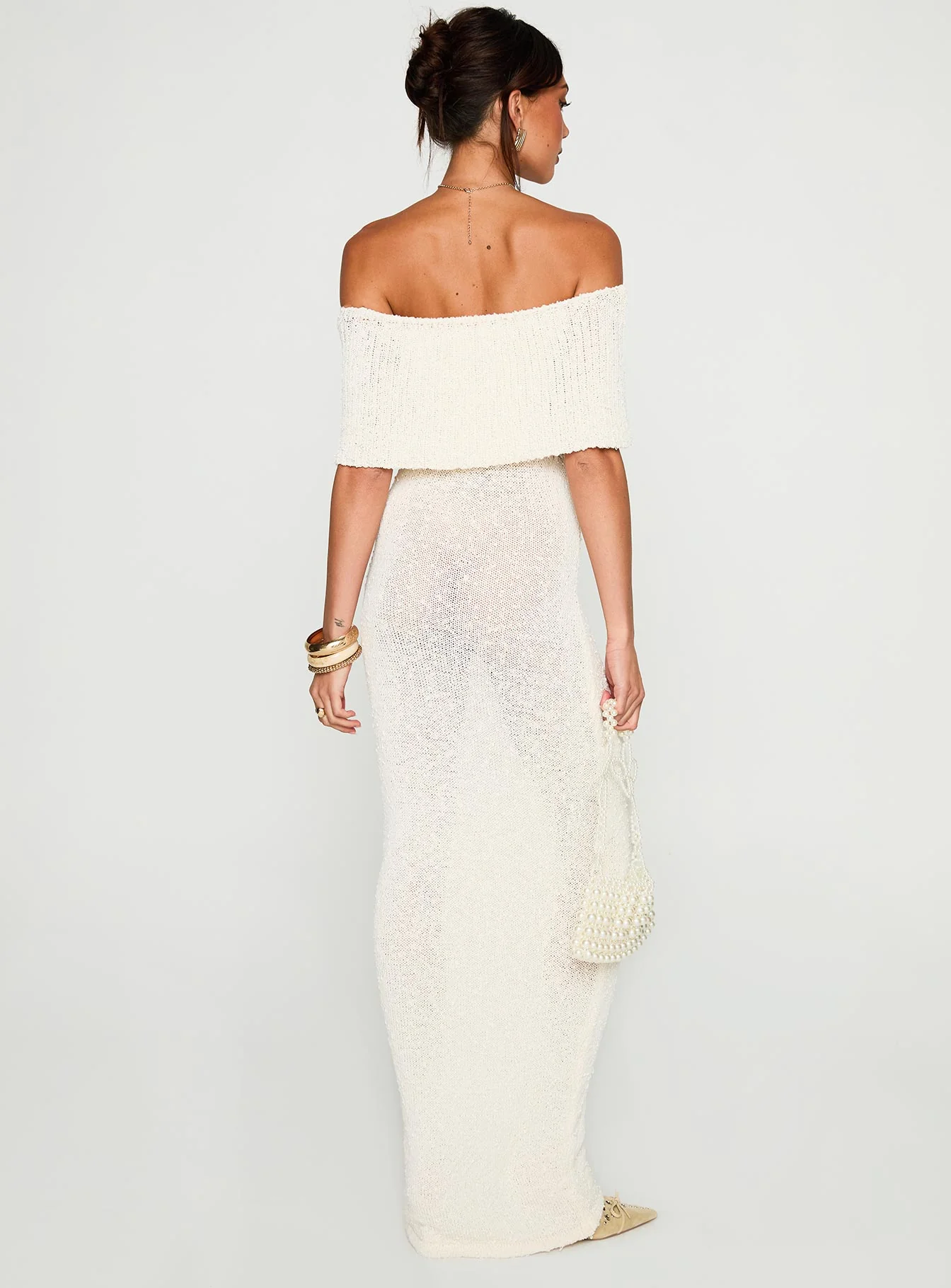 Nixen Strapless Knit Maxi Dress Cream