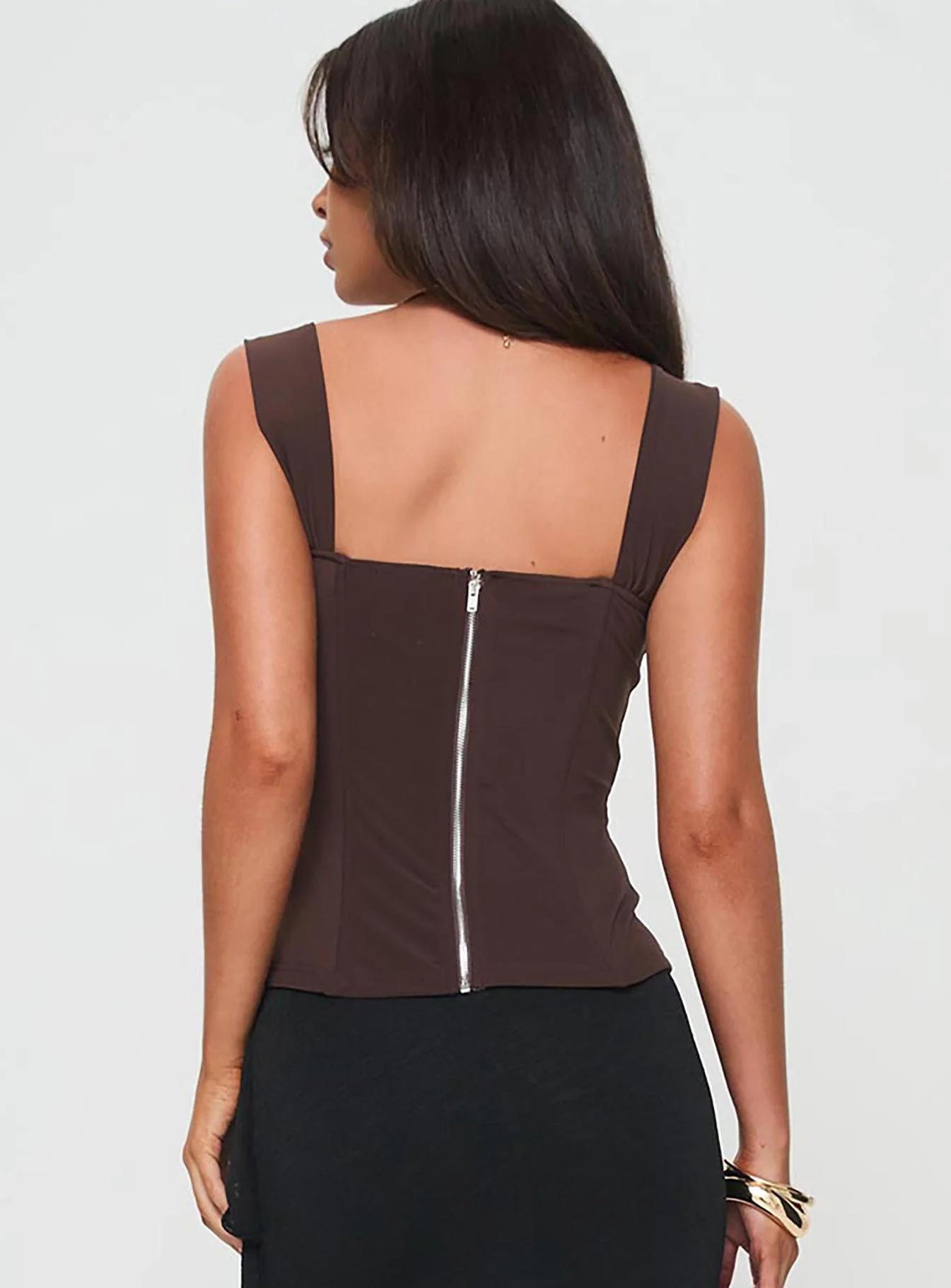 Kyrie Longline Corset Top Brown