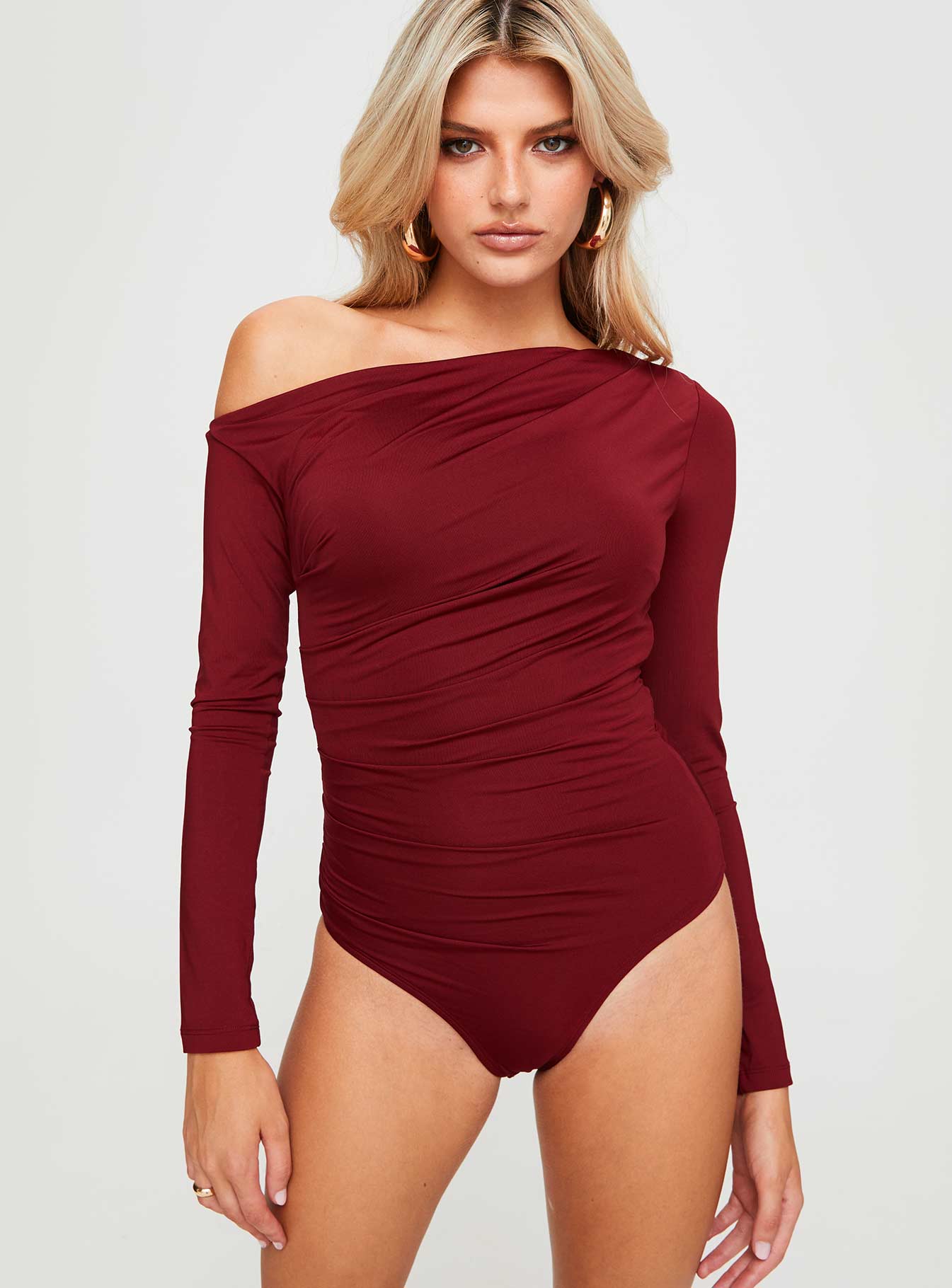 Donner Long Sleeve Bodysuit Burgundy