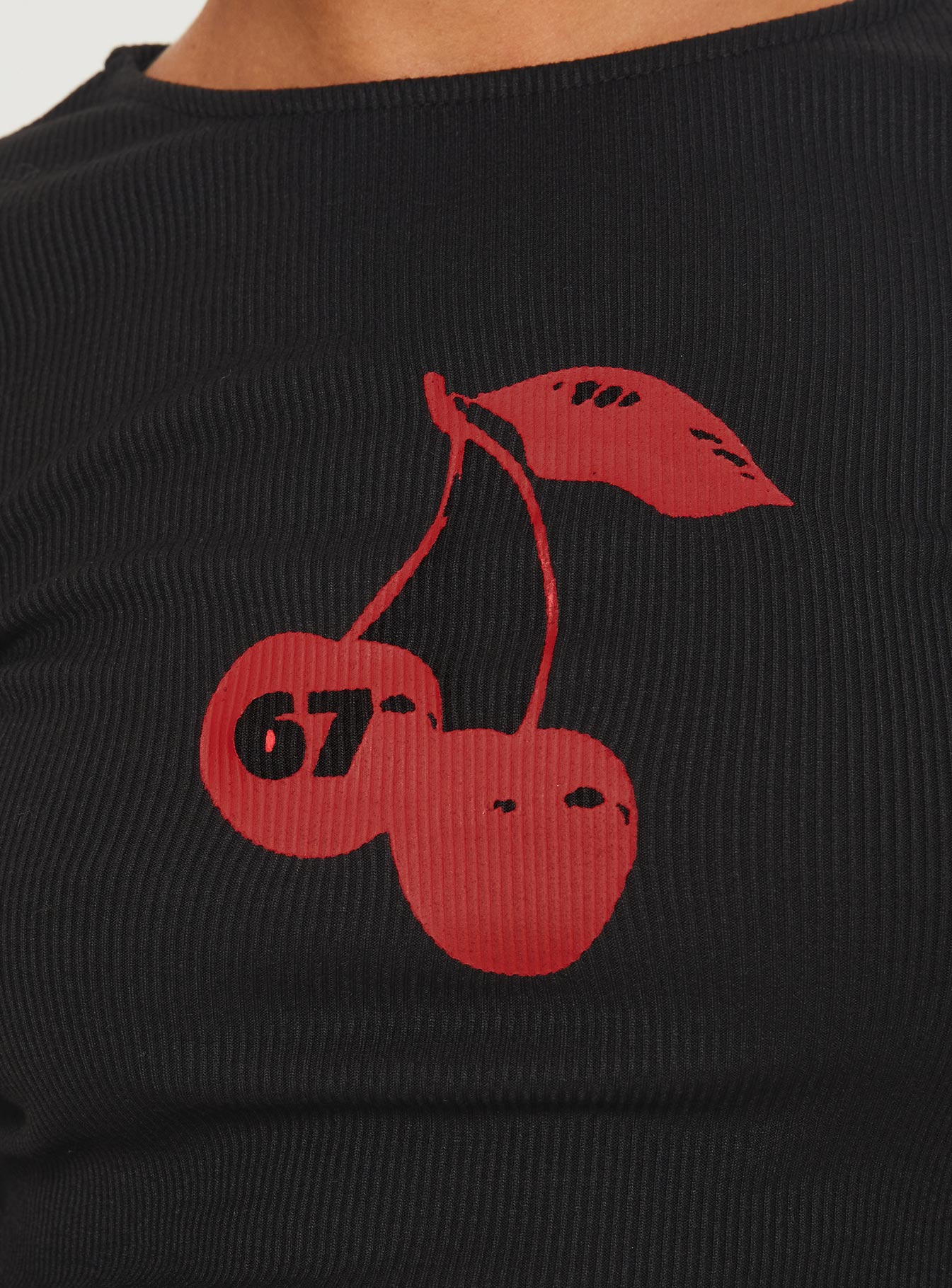 Cherries & Cream Long Sleeve Top Black