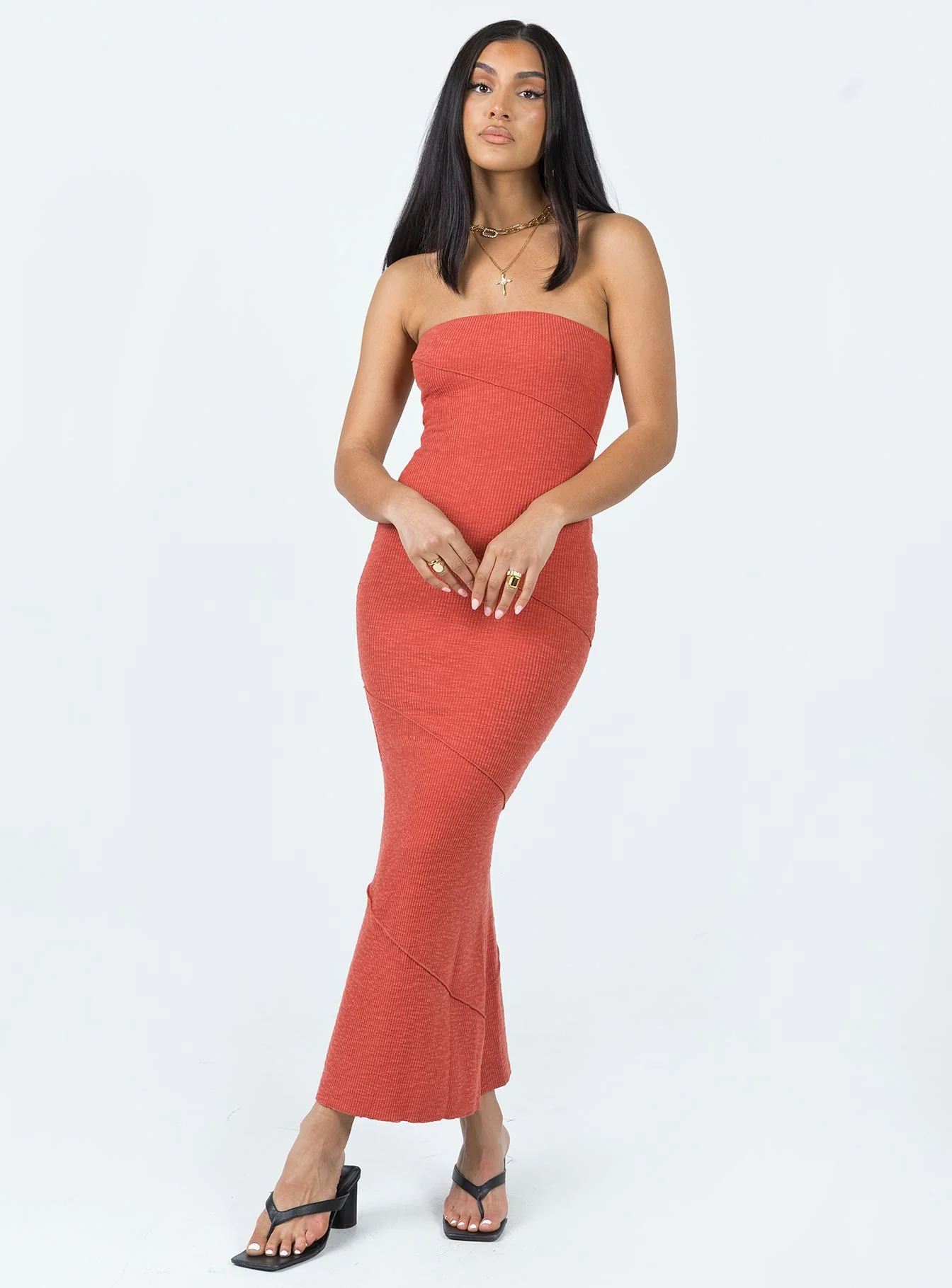 Oscar Midi Dress Rust