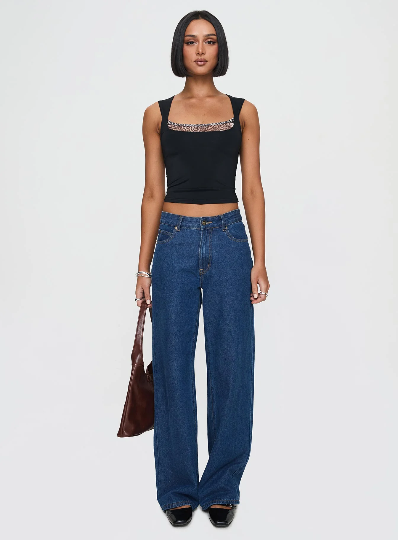 Xandi Top Black Leopard