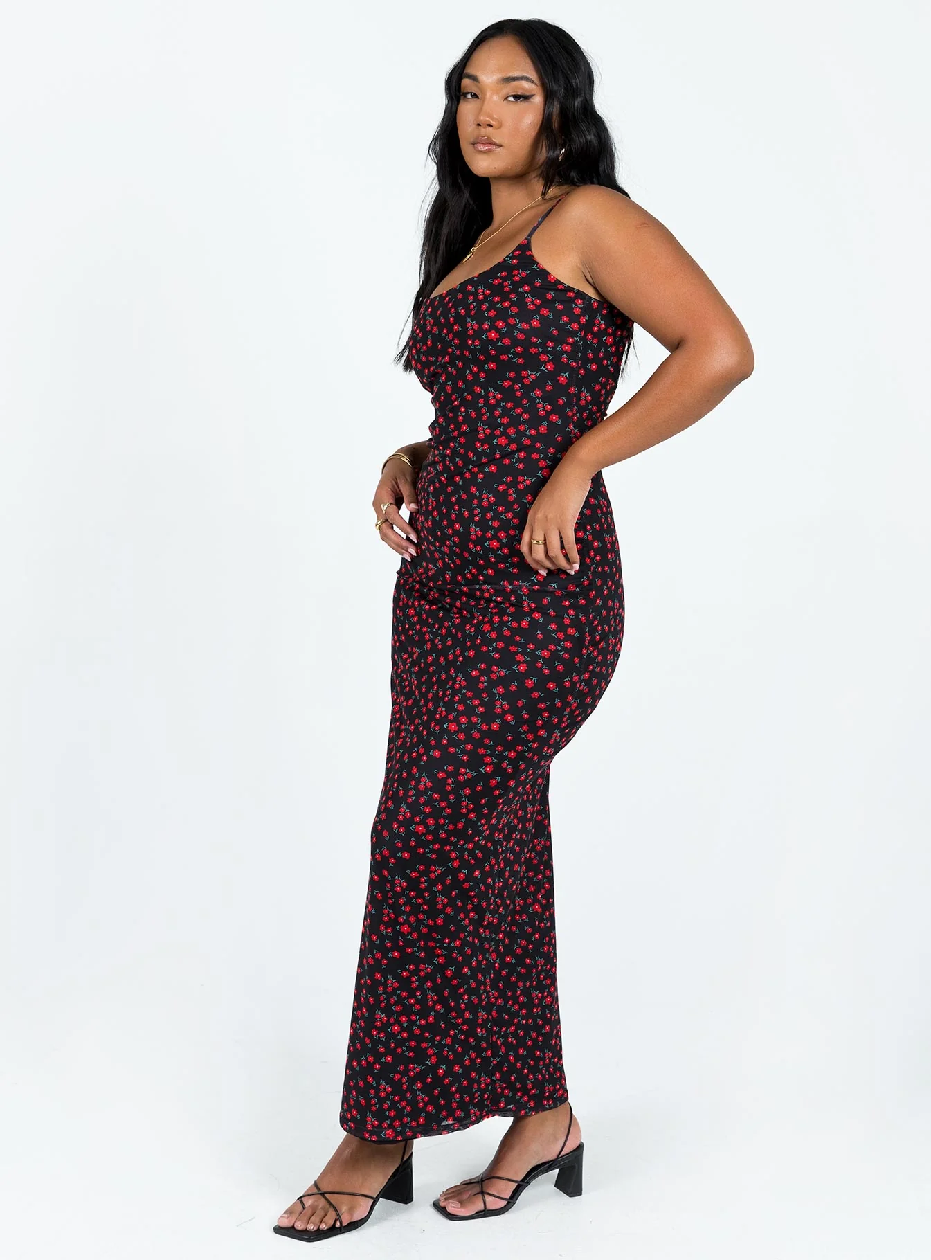 Knox Maxi Dress Black / Red Floral