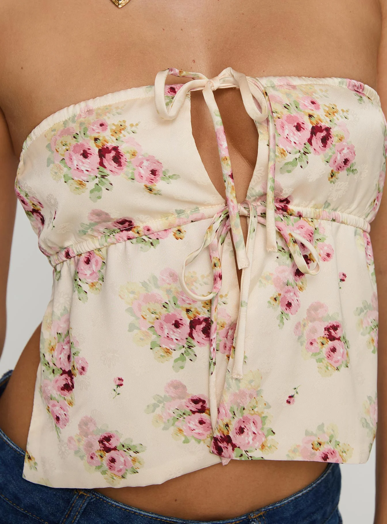 Eithanale Strapless Top Cream / Floral