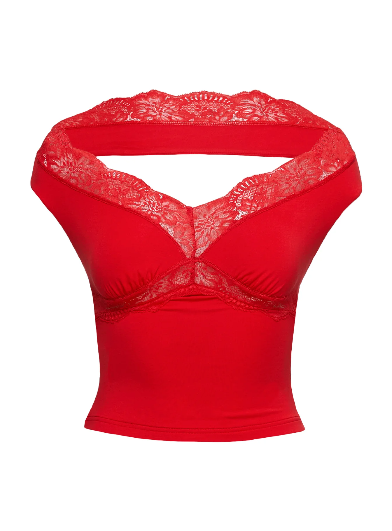 Amarena Off The Shoulder Lace Top Red