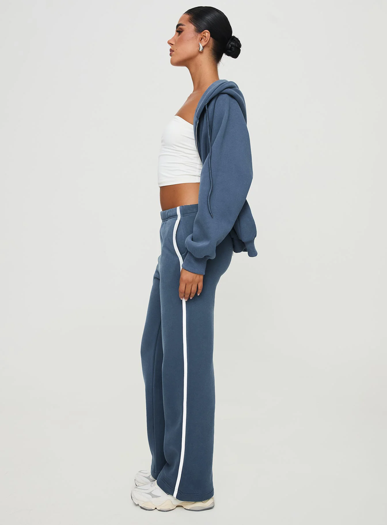 Skiller Side Stripe Track Pants Navy