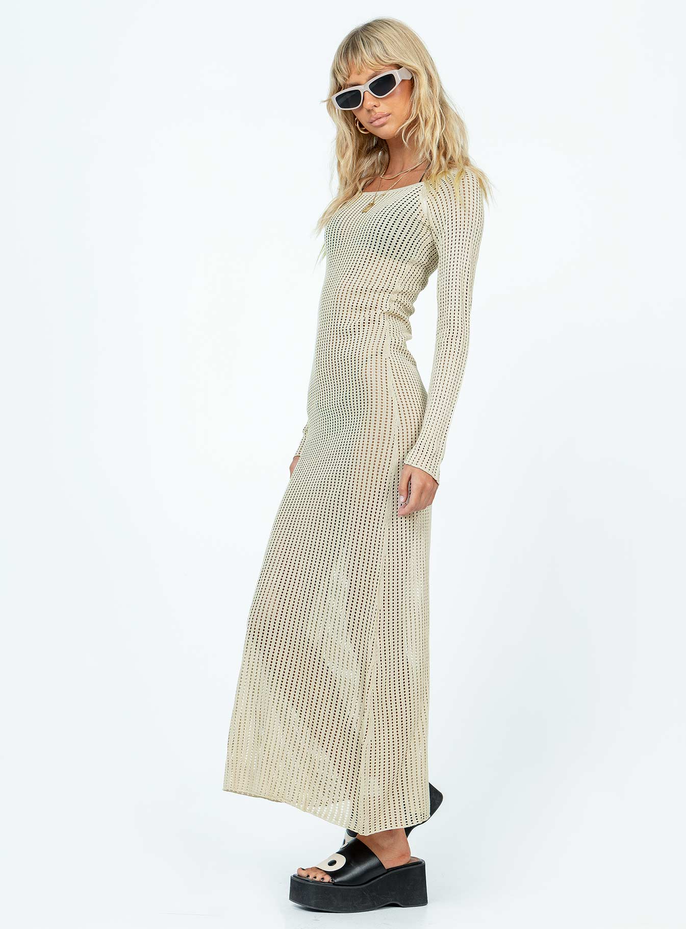 Kendor Long Sleeve Maxi Dress Beige