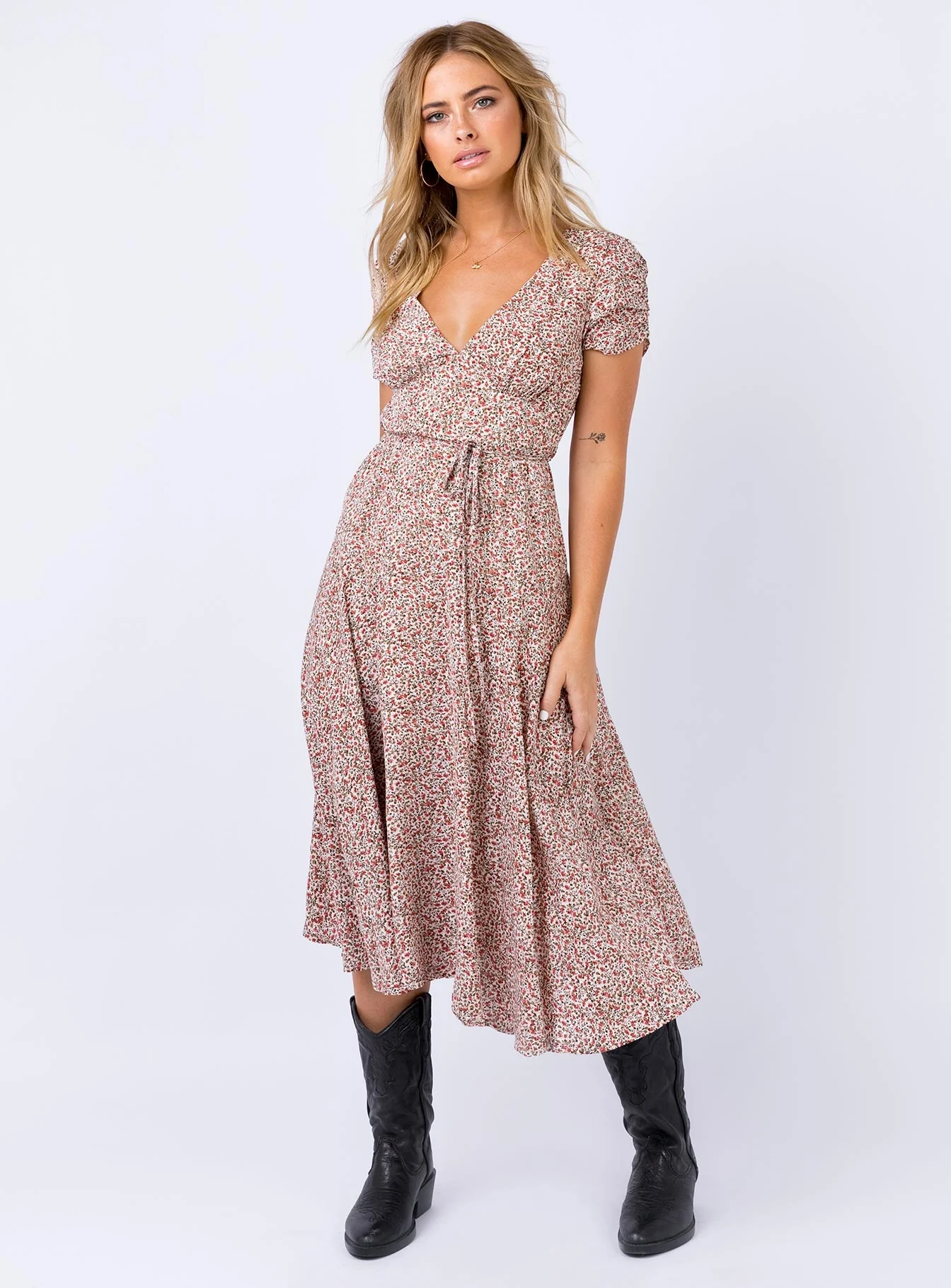 Falleni Midi Dress Red/White