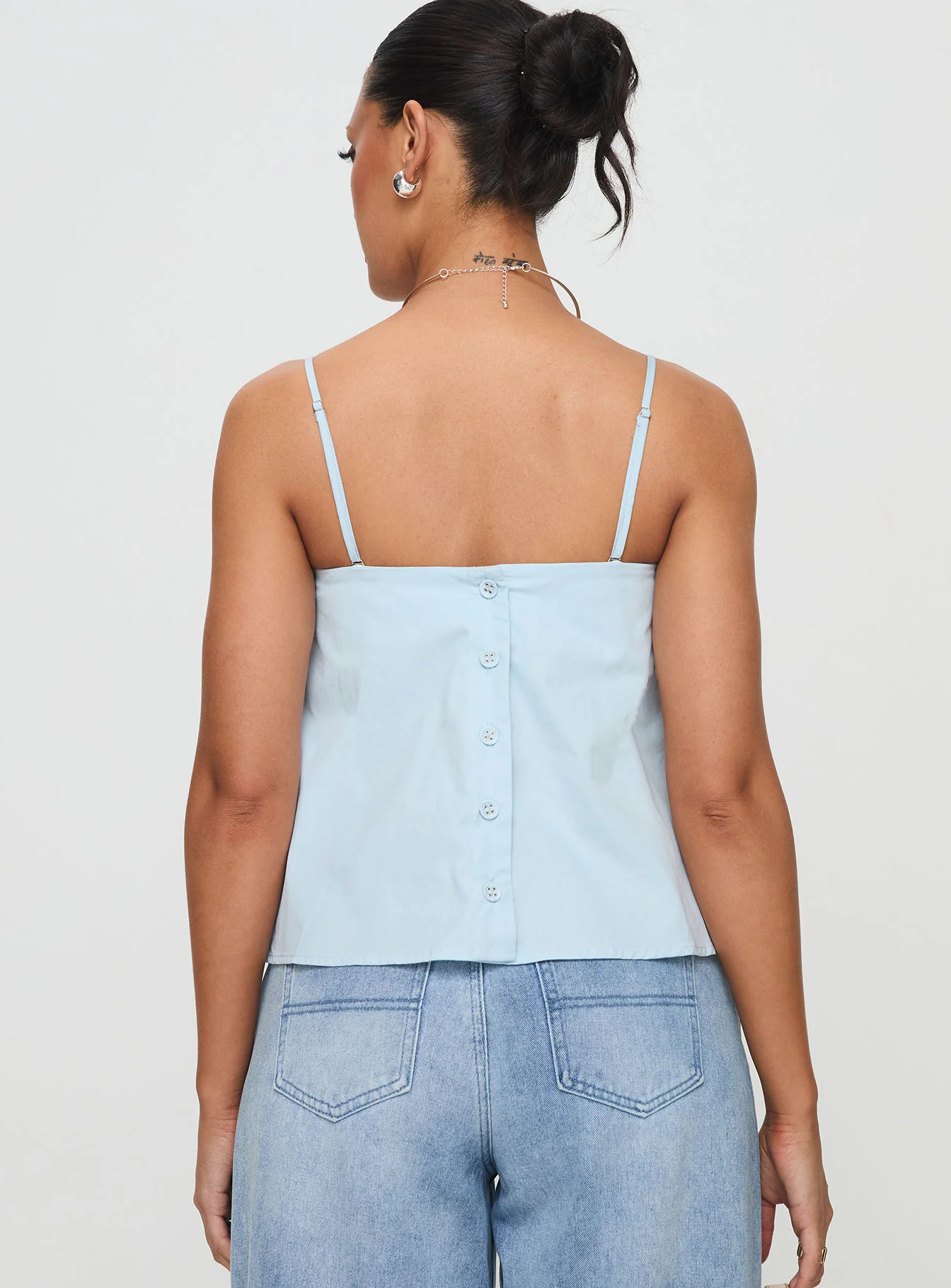 Trapeze Strapless Top Blue
