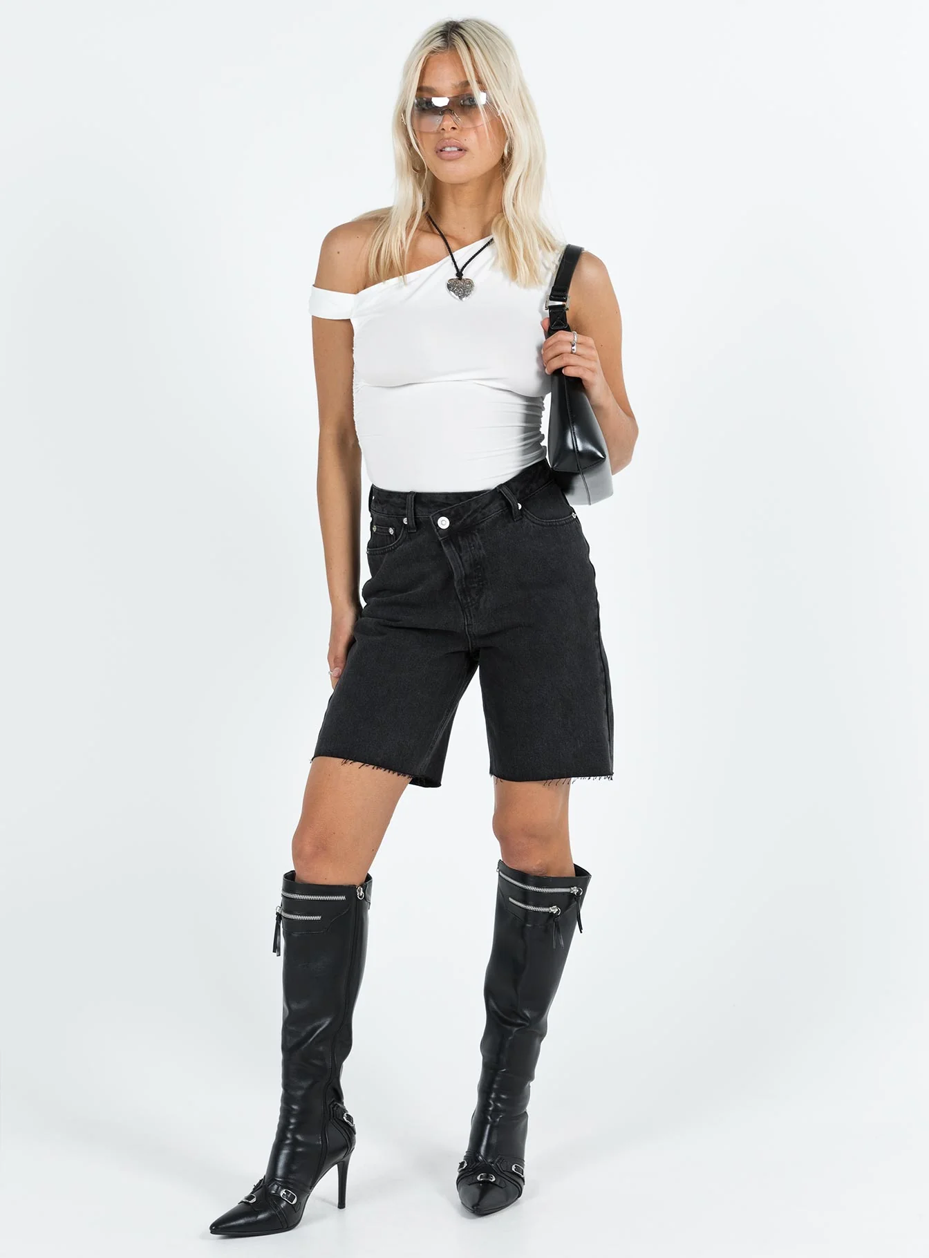 Xena Long Denim Shorts Black