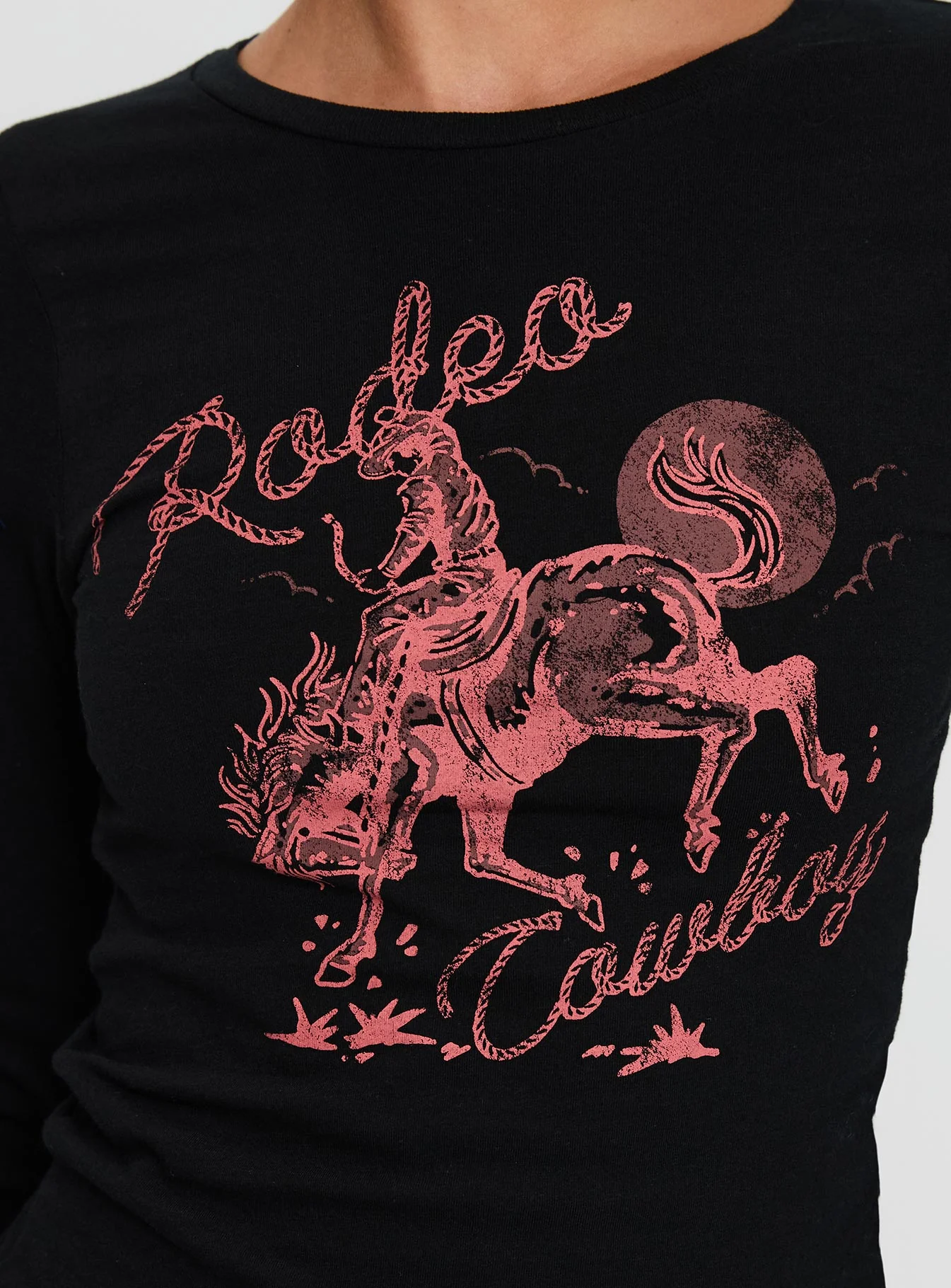 Rodeo Cowboy Long Sleeve Top Washed Wine