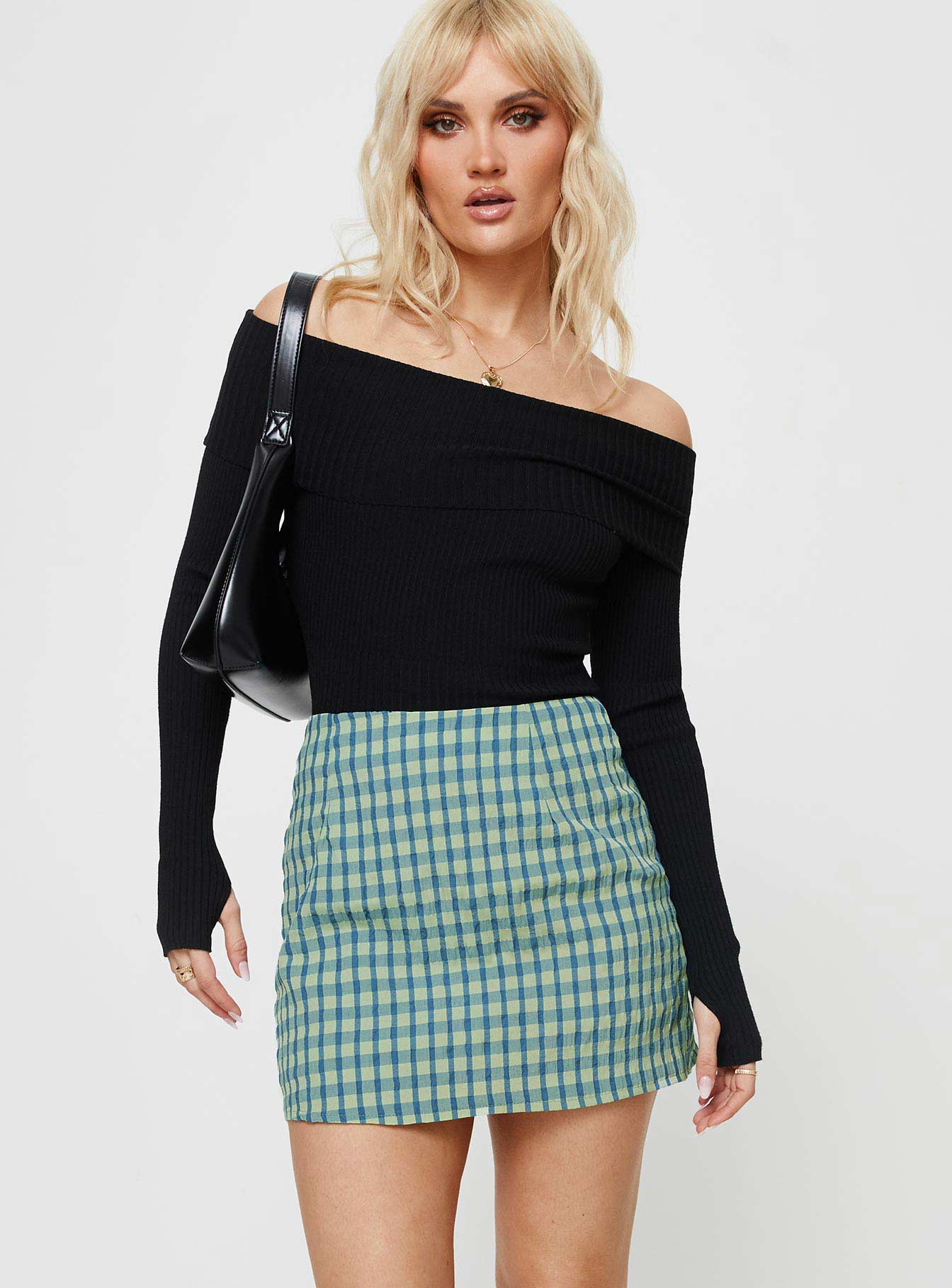 Selby Gingham Mini Skirt Blue / Green