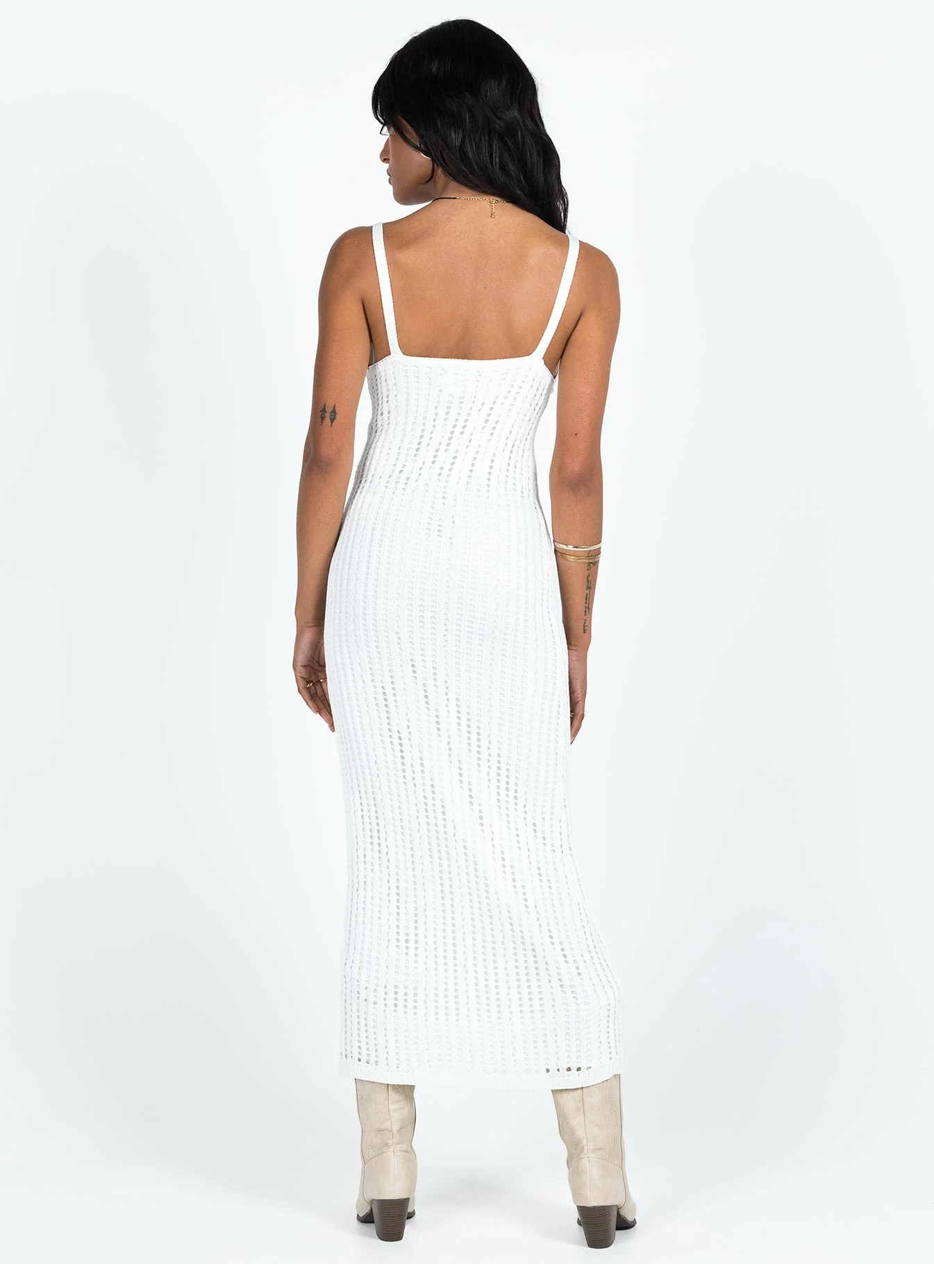 Francie Knit Midi Dress White