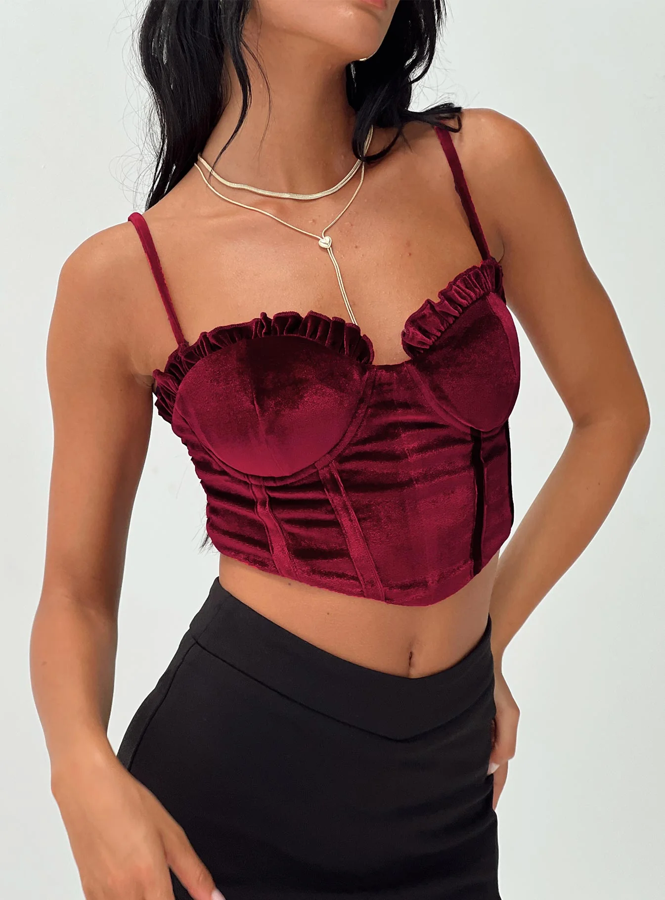 Briddell Velvet Corset Top Red