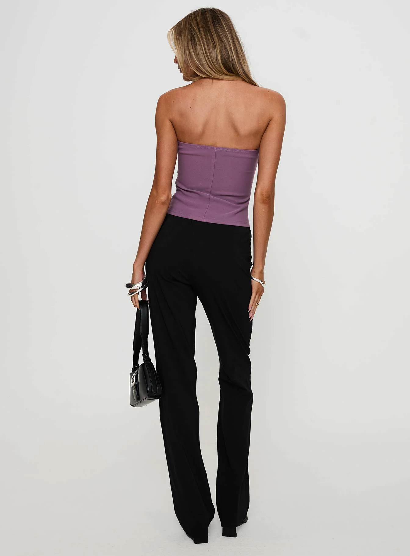 Quotation Diamante Flare Pants Black