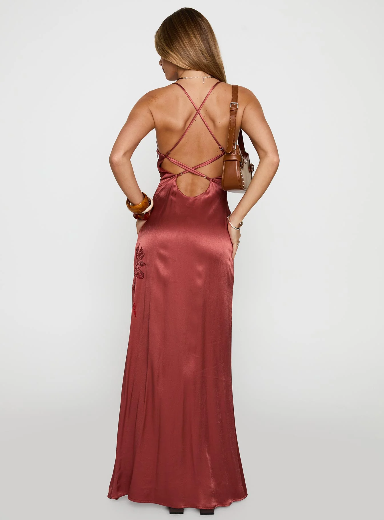 Catch You Up Beaded Maxi Dress Red