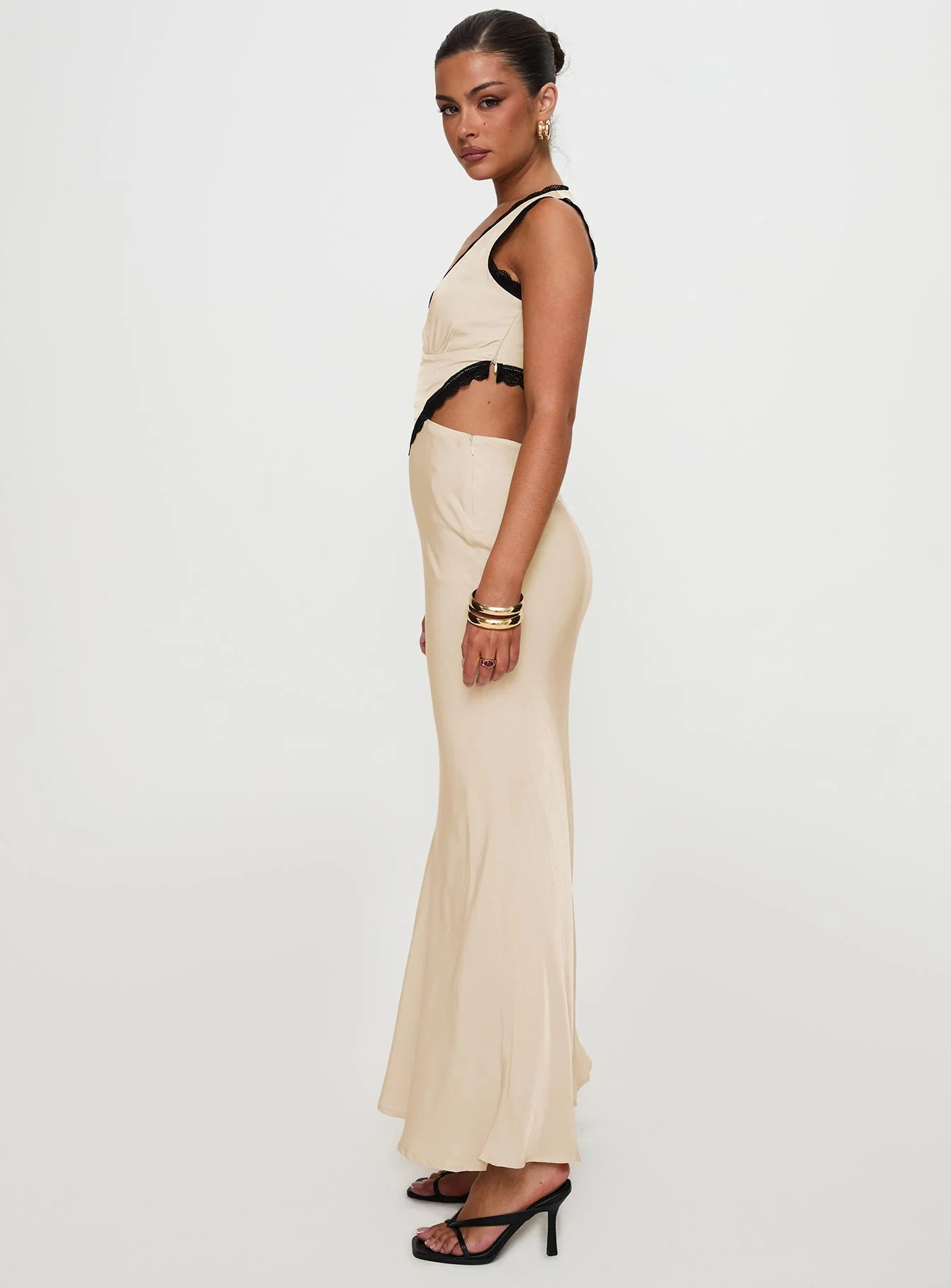 Keila Lace Trim Maxi Dress Cream / Black