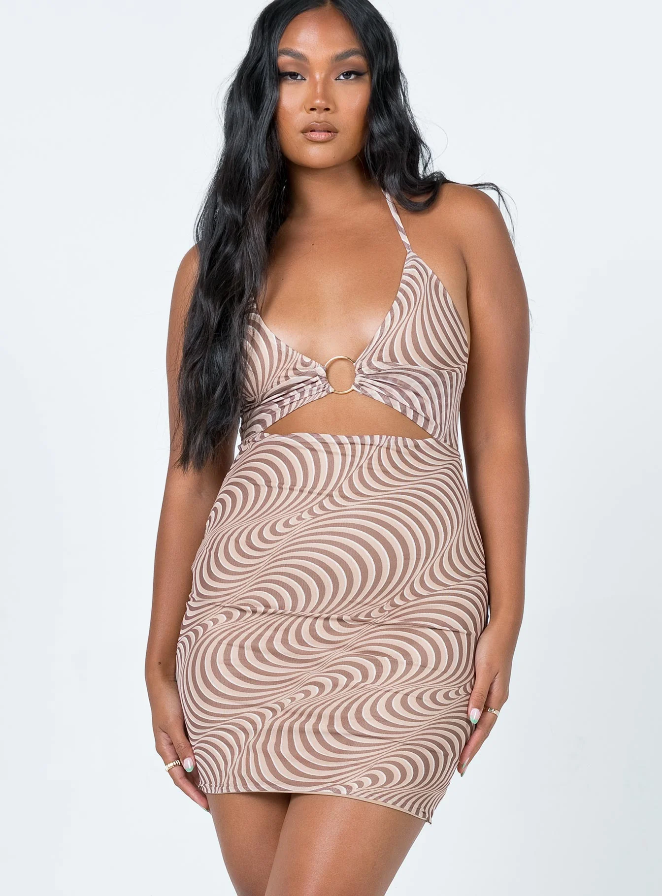 Bennie Mini Dress Brown Swirl