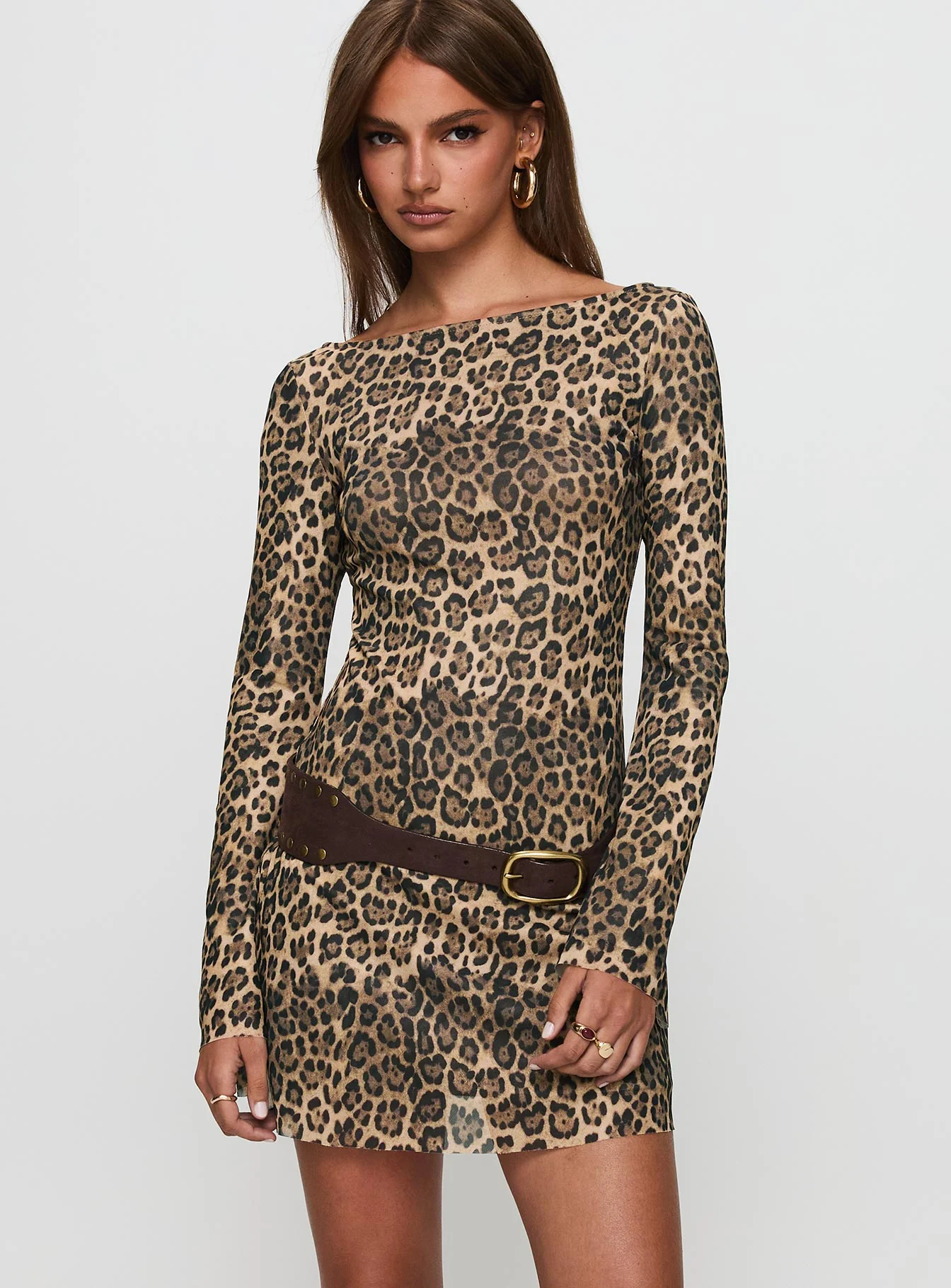 Lukea Long Sleeve Mini Dress Leopard