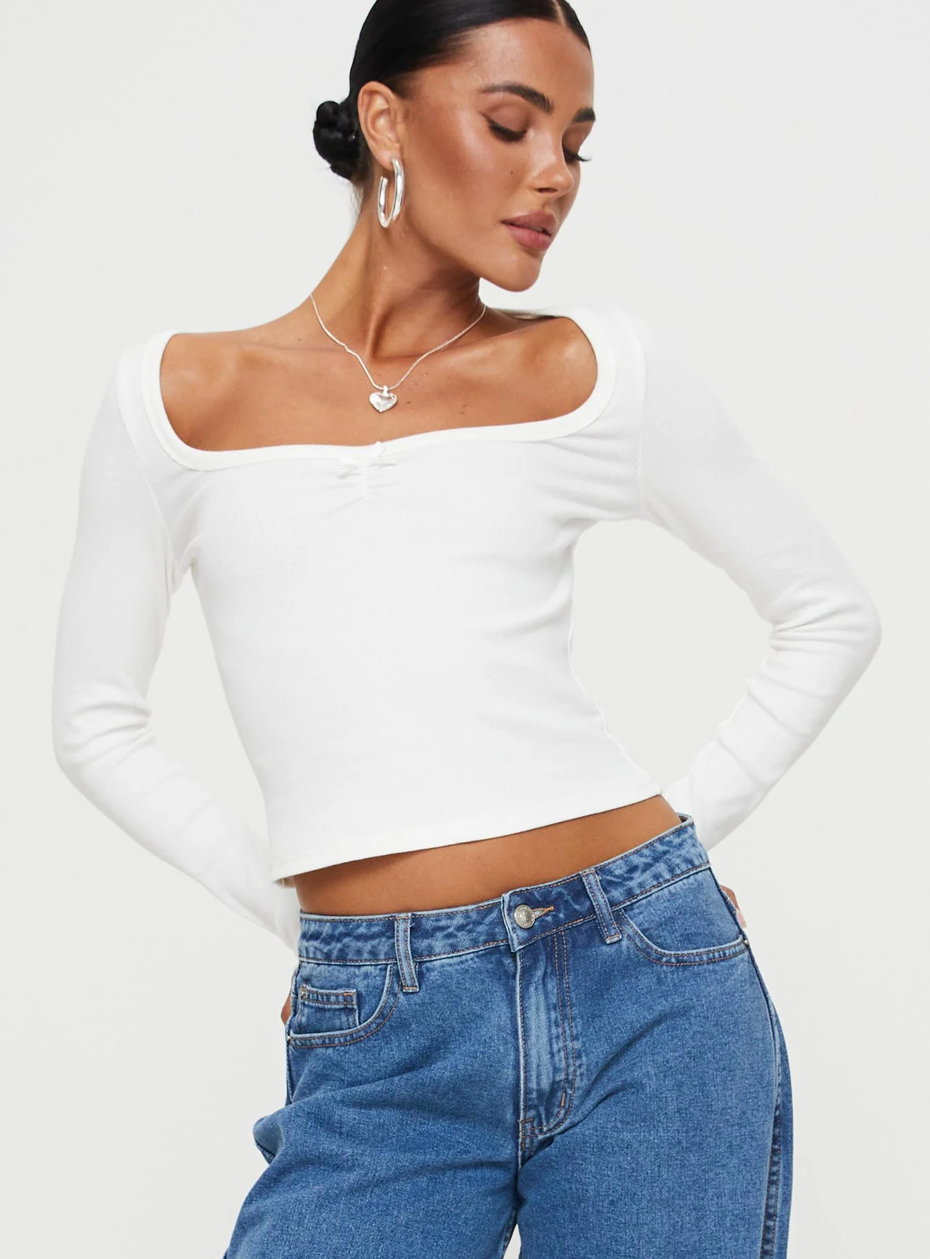 Hanelle Long Sleeve Top White