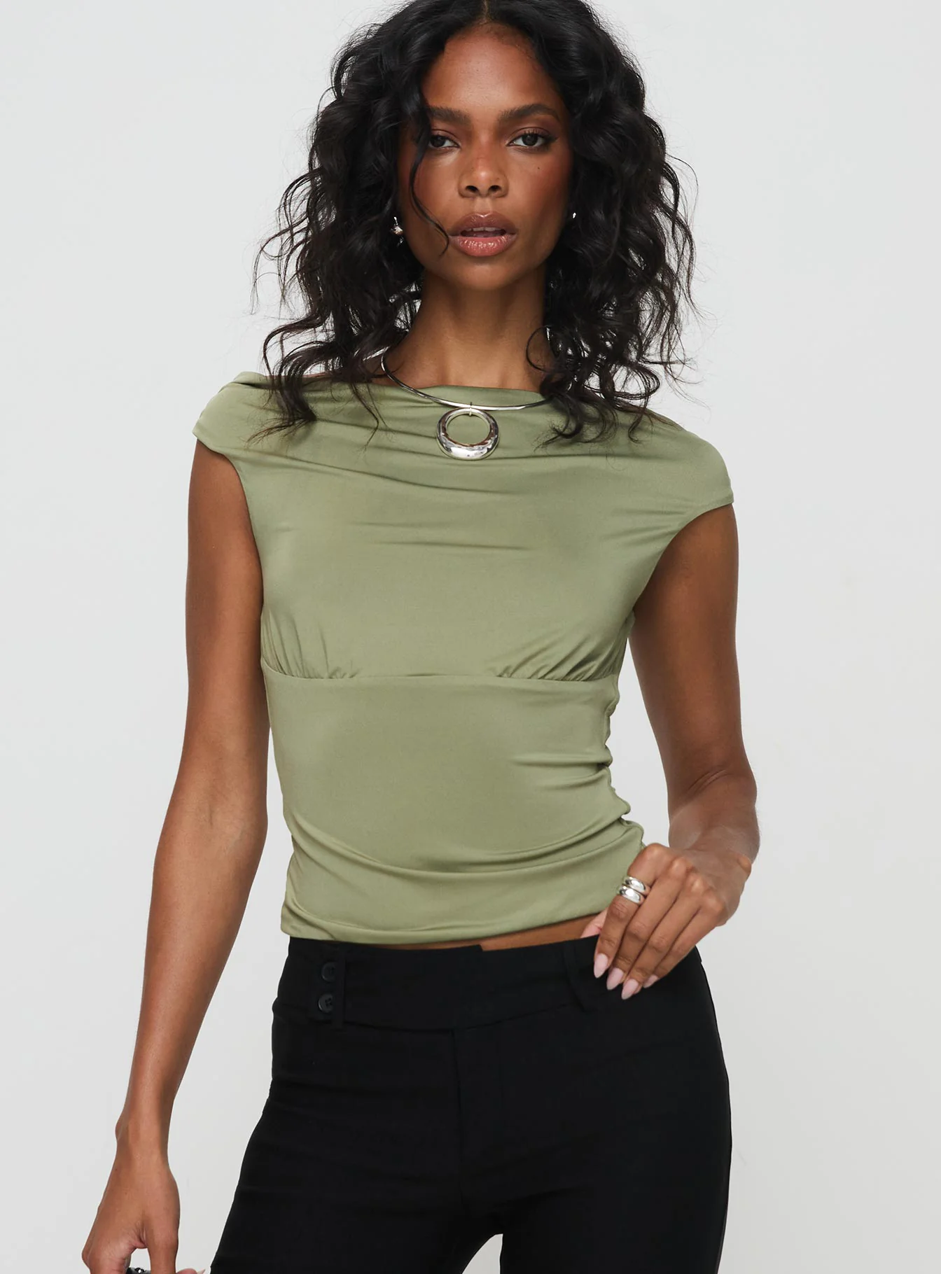 Musia Cowl Neck Top Green