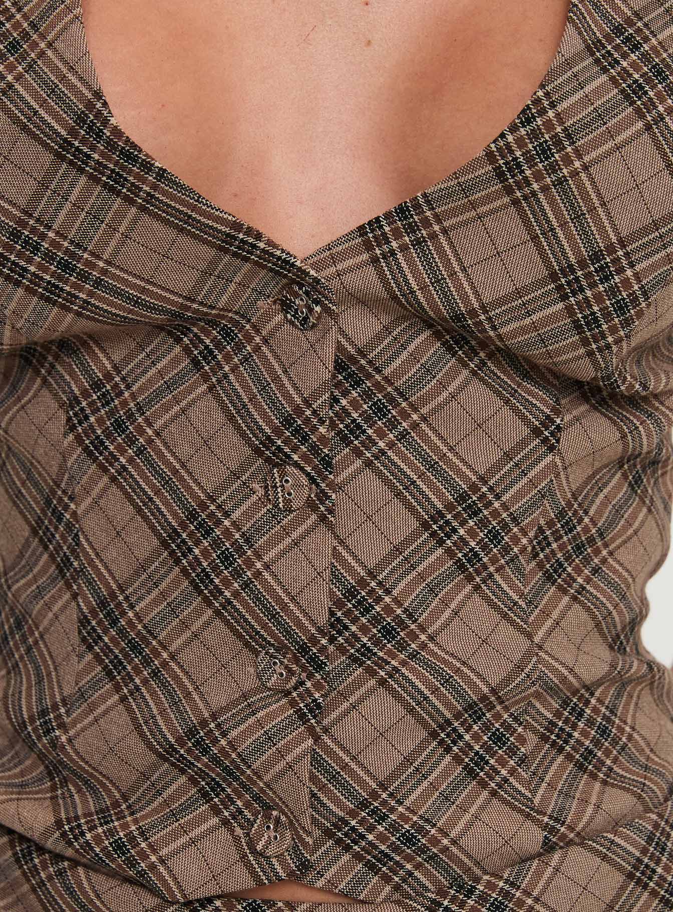 Terrace Halter Top Brown Check
