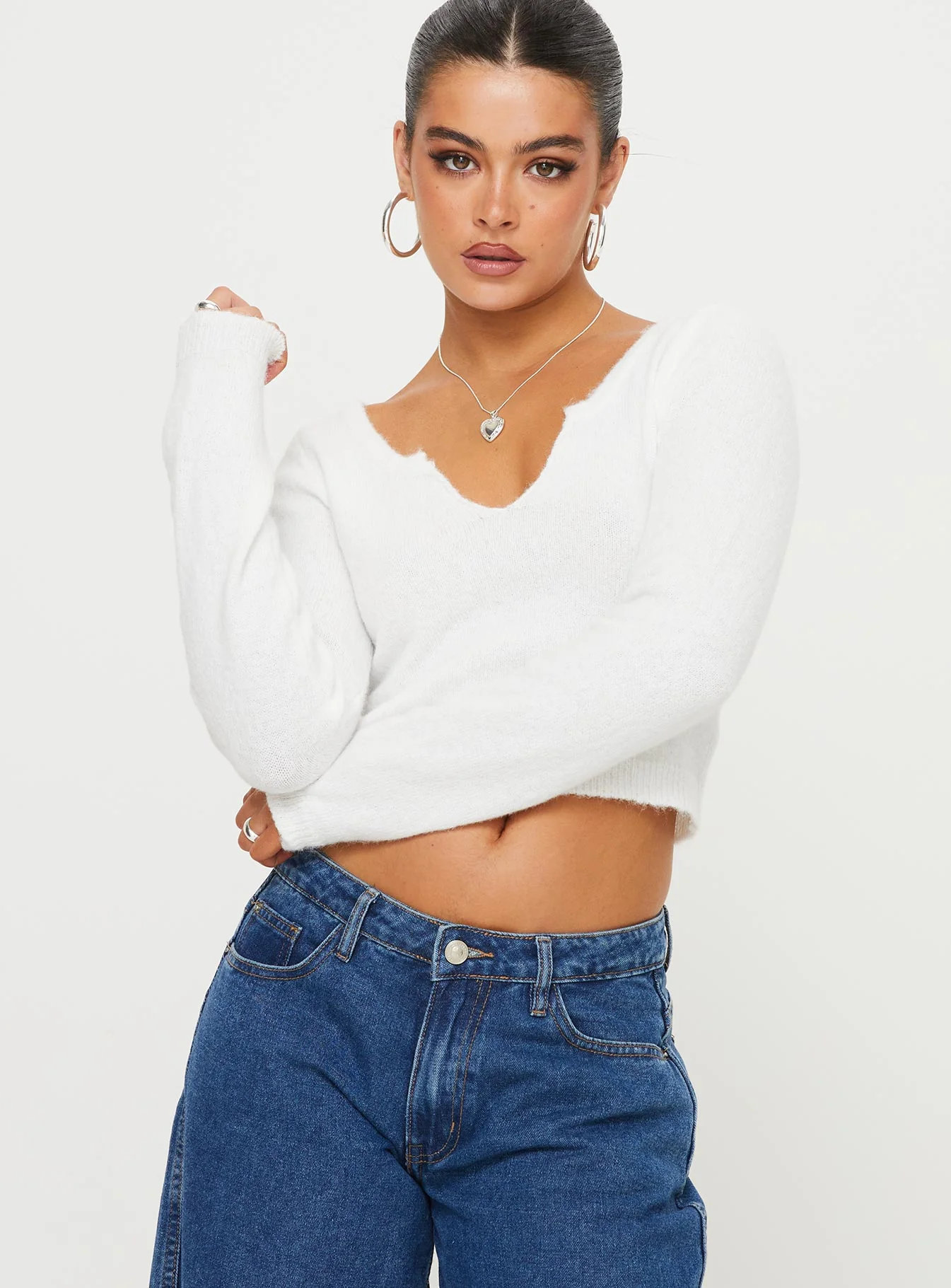 Shalini Long Sleeve Top White