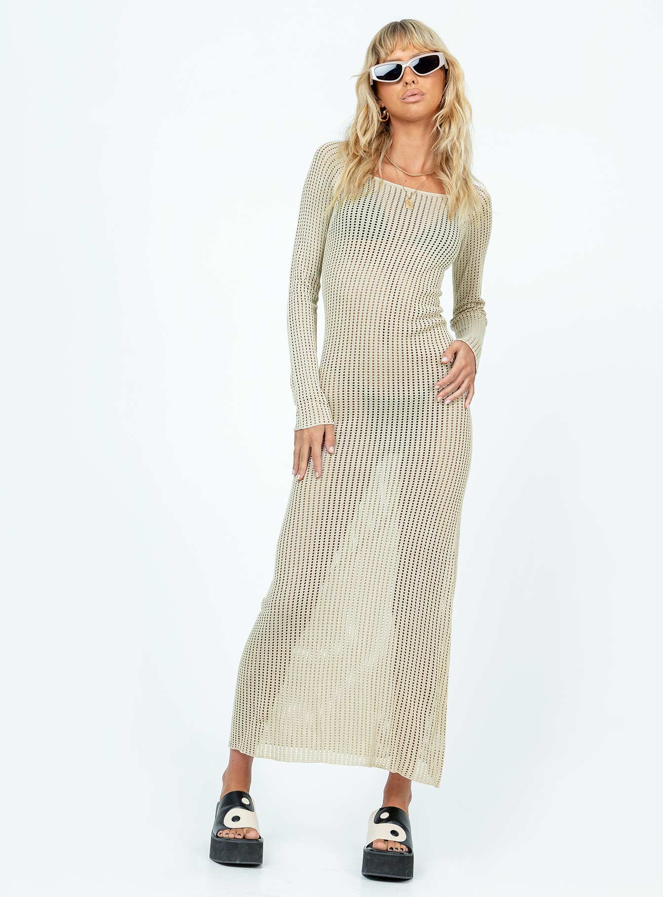 Kendor Long Sleeve Maxi Dress Beige