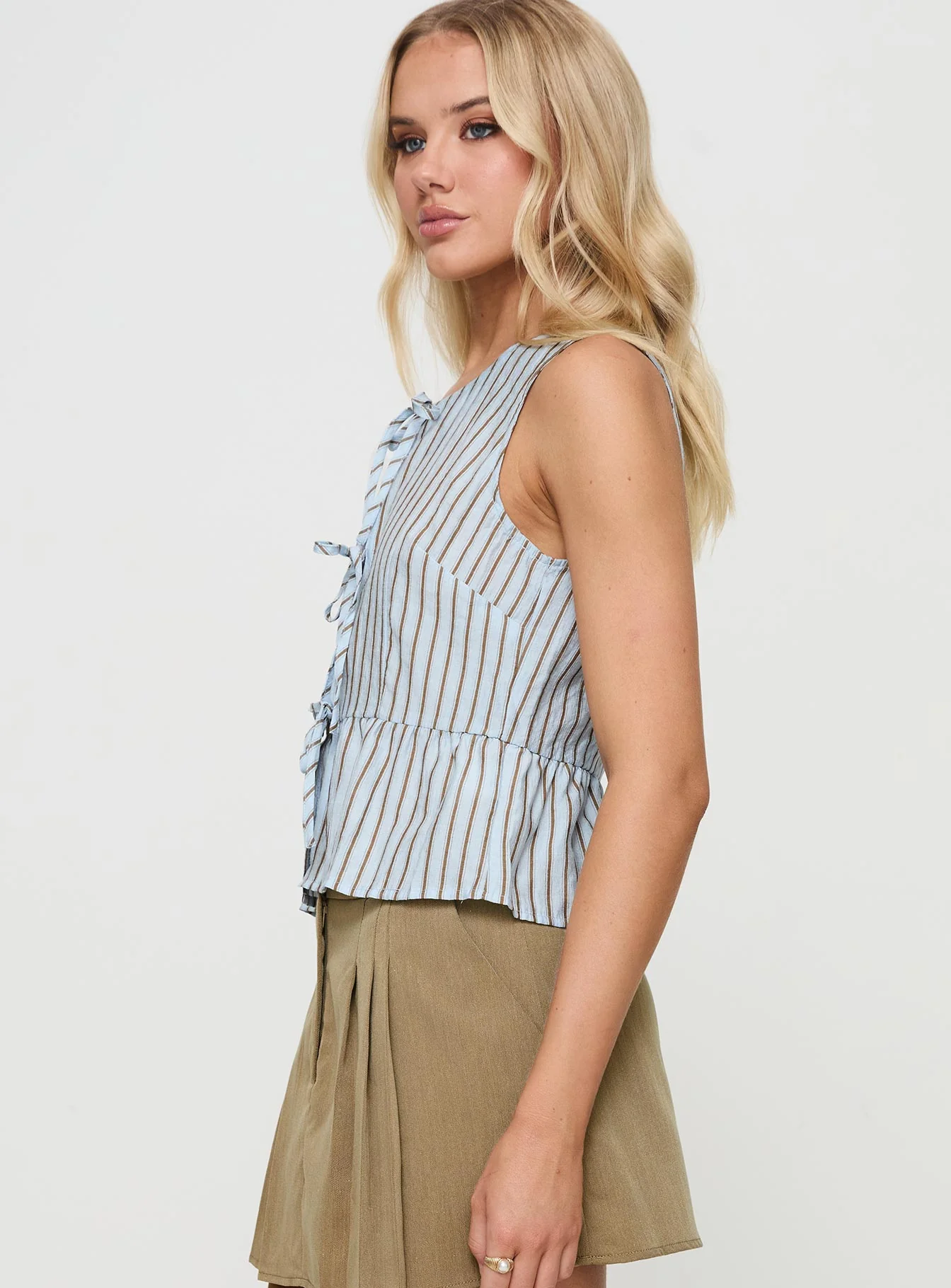 Coney Island Top Blue Stripe