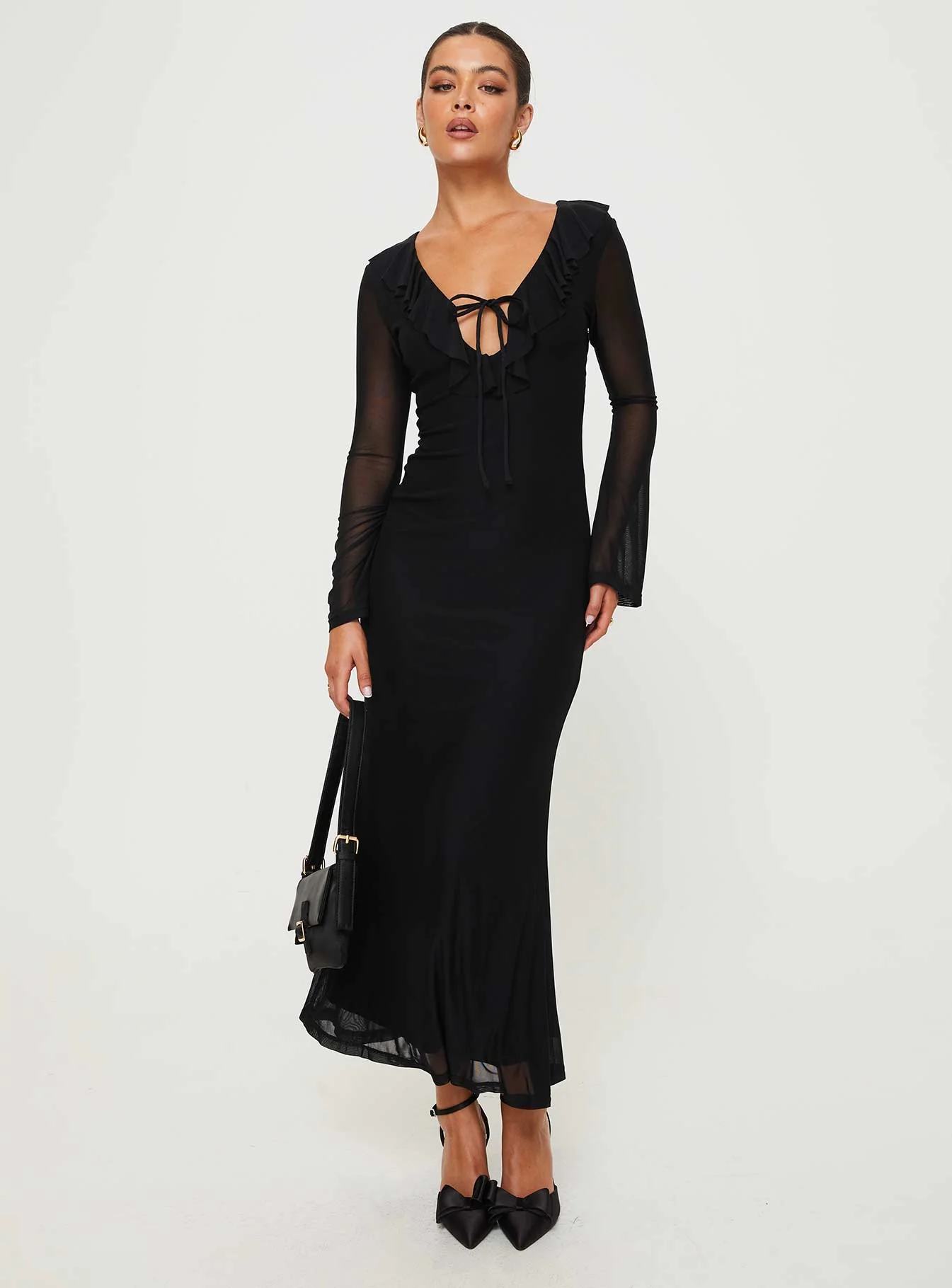 Maskell Long Sleeve Maxi Dress Black