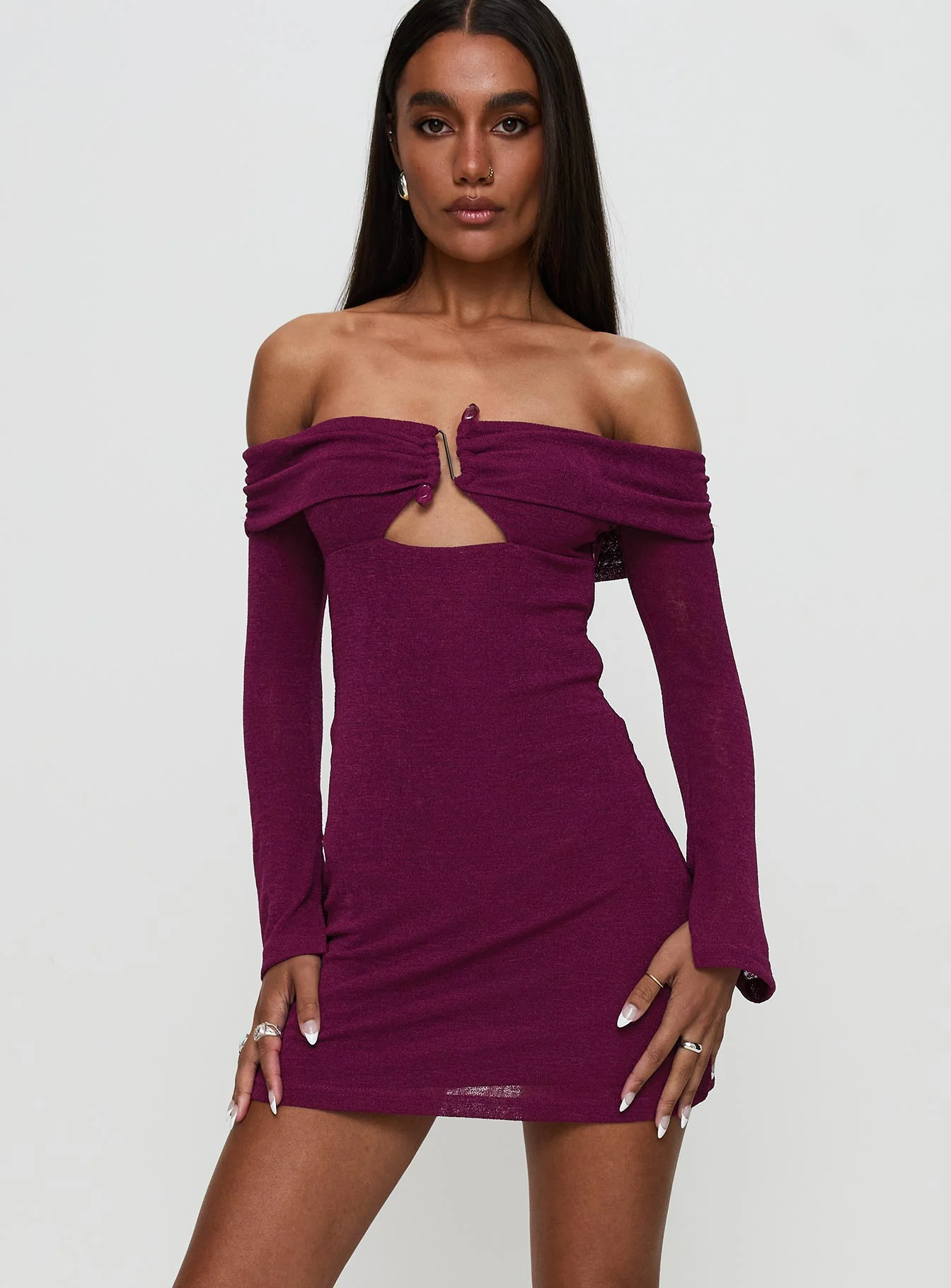 Firenza Long Sleeve Mini Dress Purple