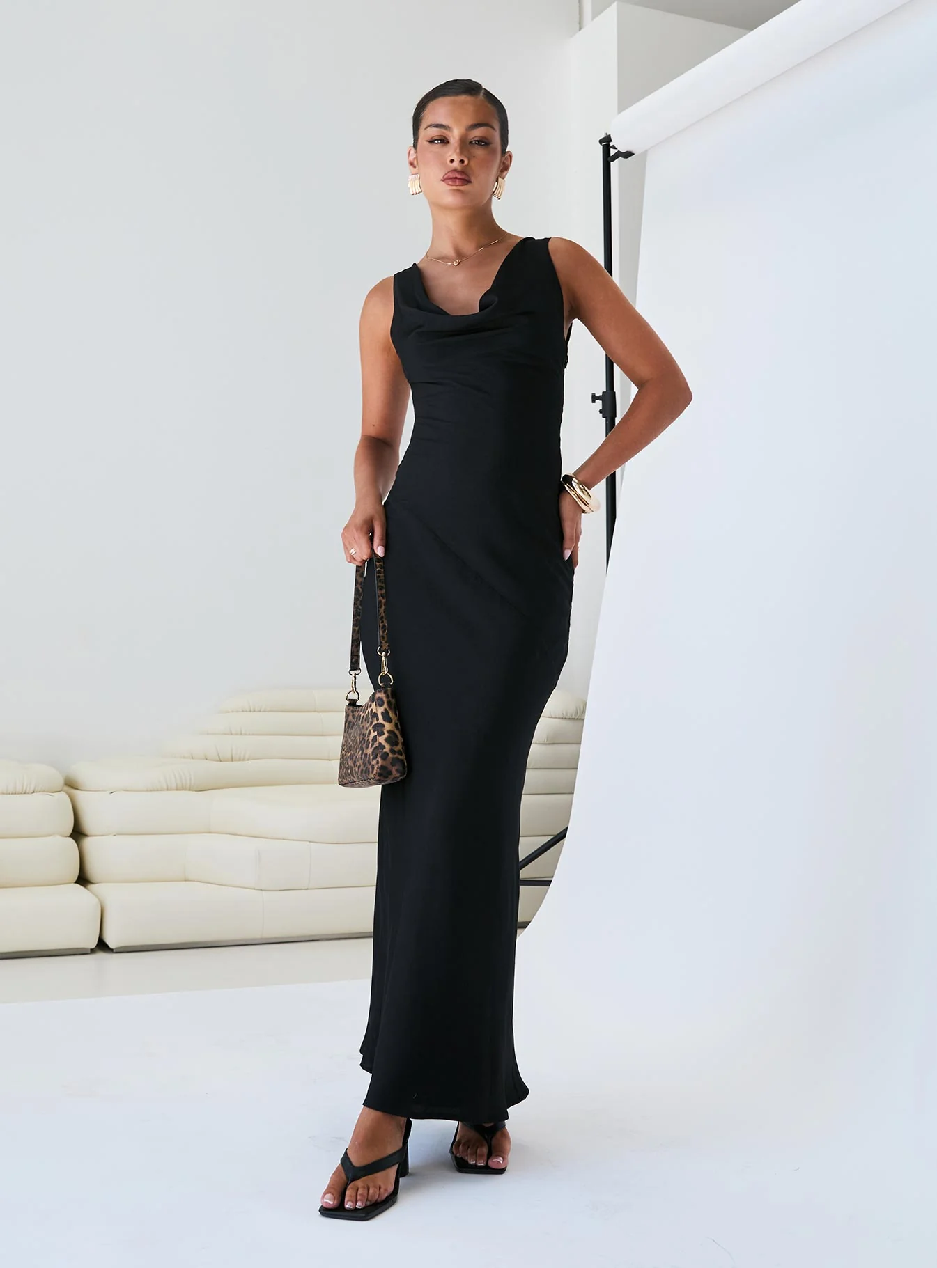 Make Memories Cowl Neck Maxi Dress Black