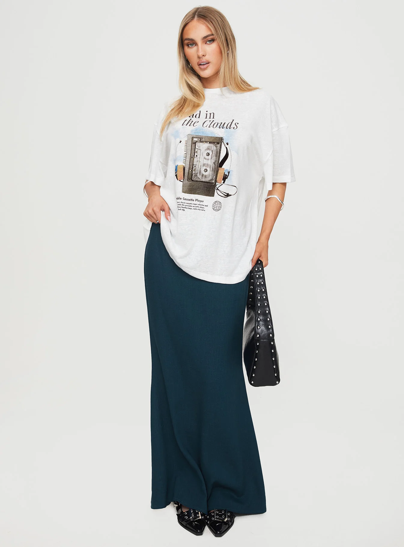 Cloud Cassette Oversized Tee White