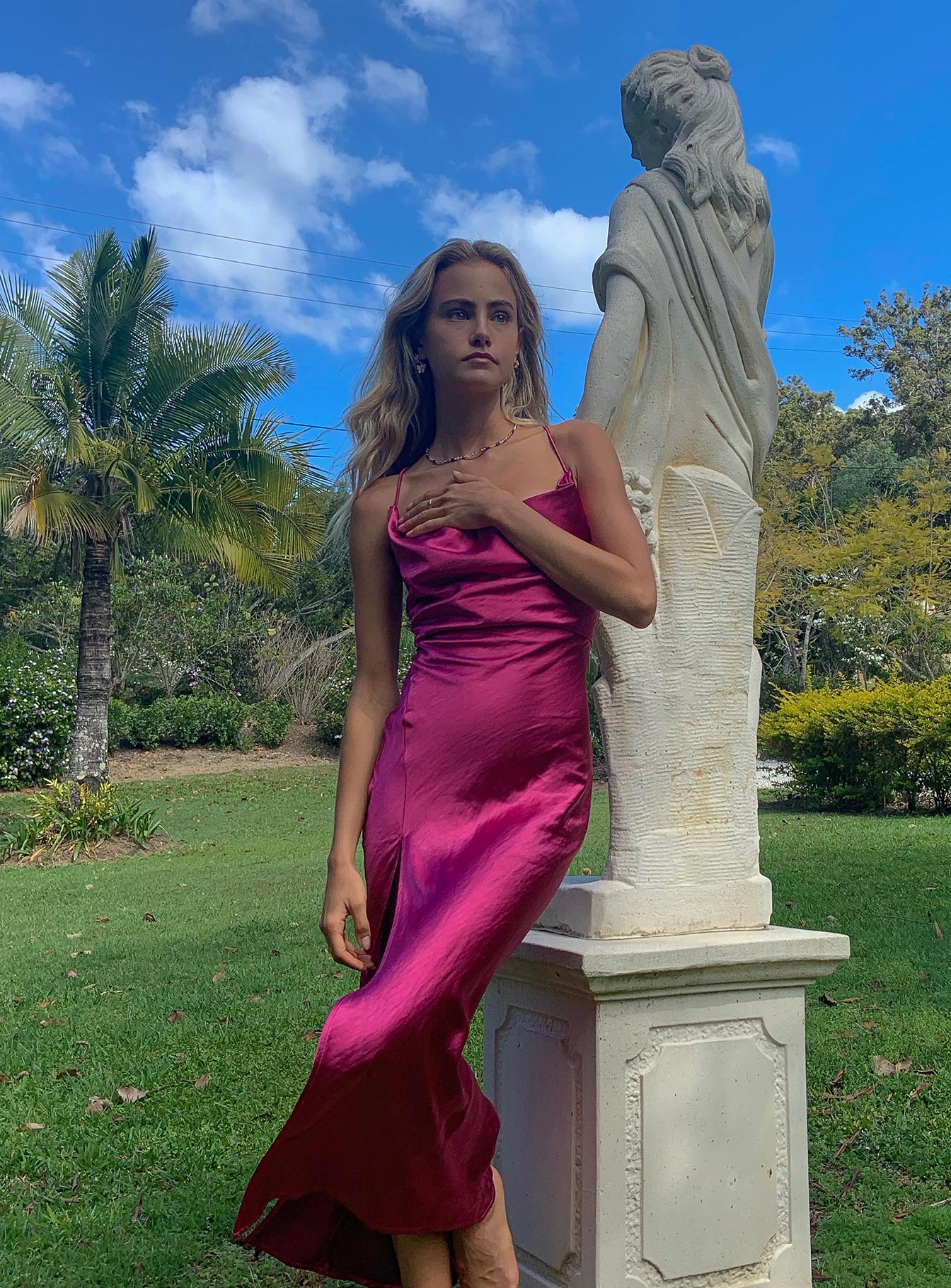 Walk The Line Midi Dress Magenta