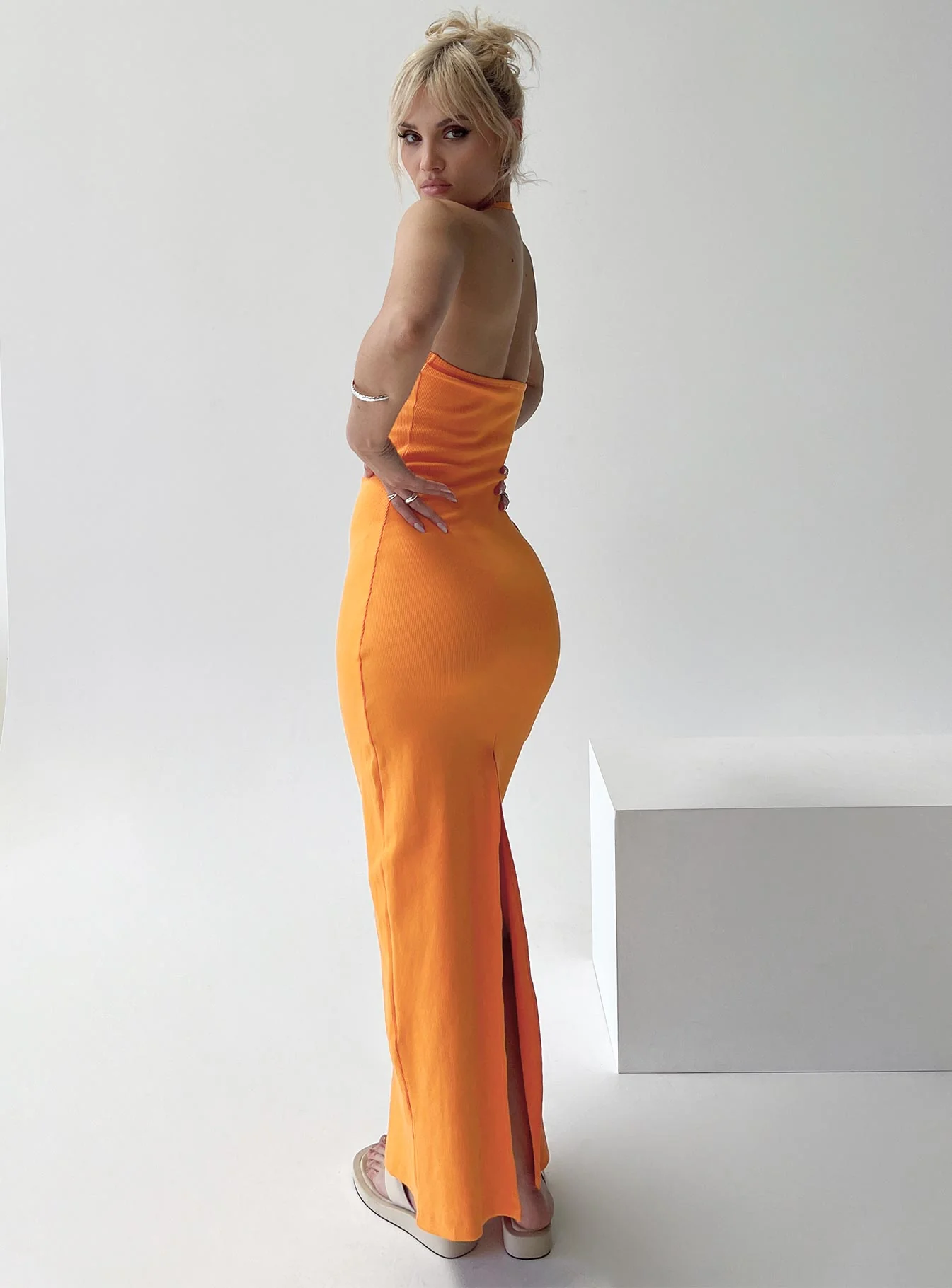 Karyssa Rib Maxi Dress Orange