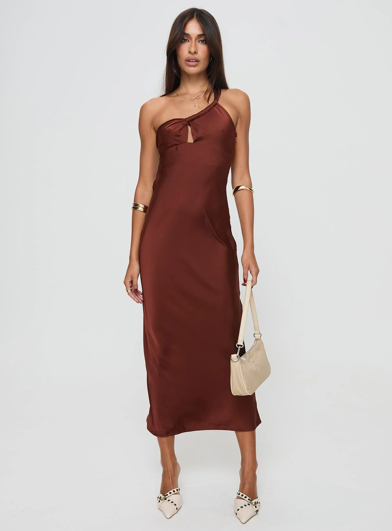 Casimir One Shoulder Maxi Dress Chocolate