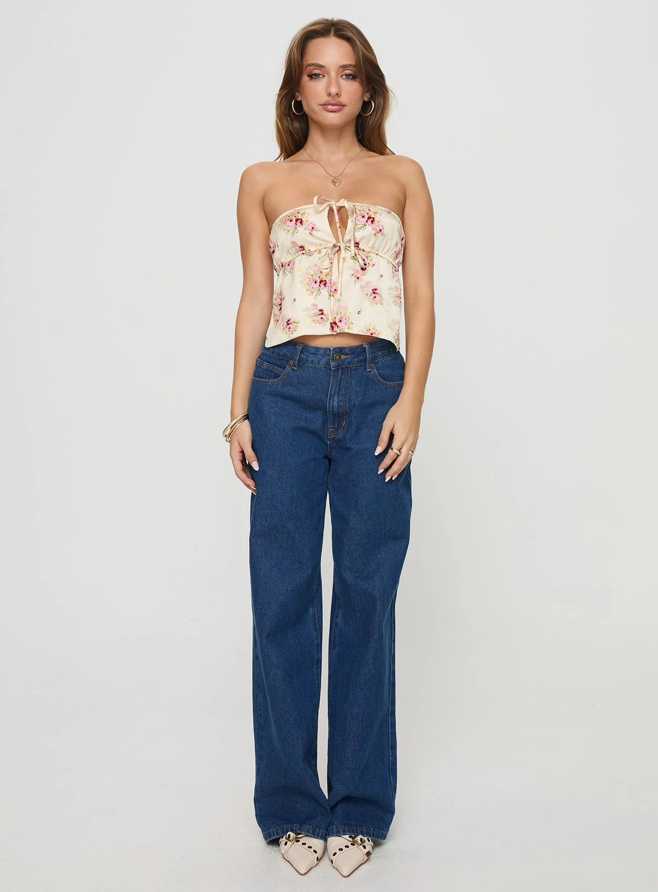 Eithanale Strapless Top Cream / Floral