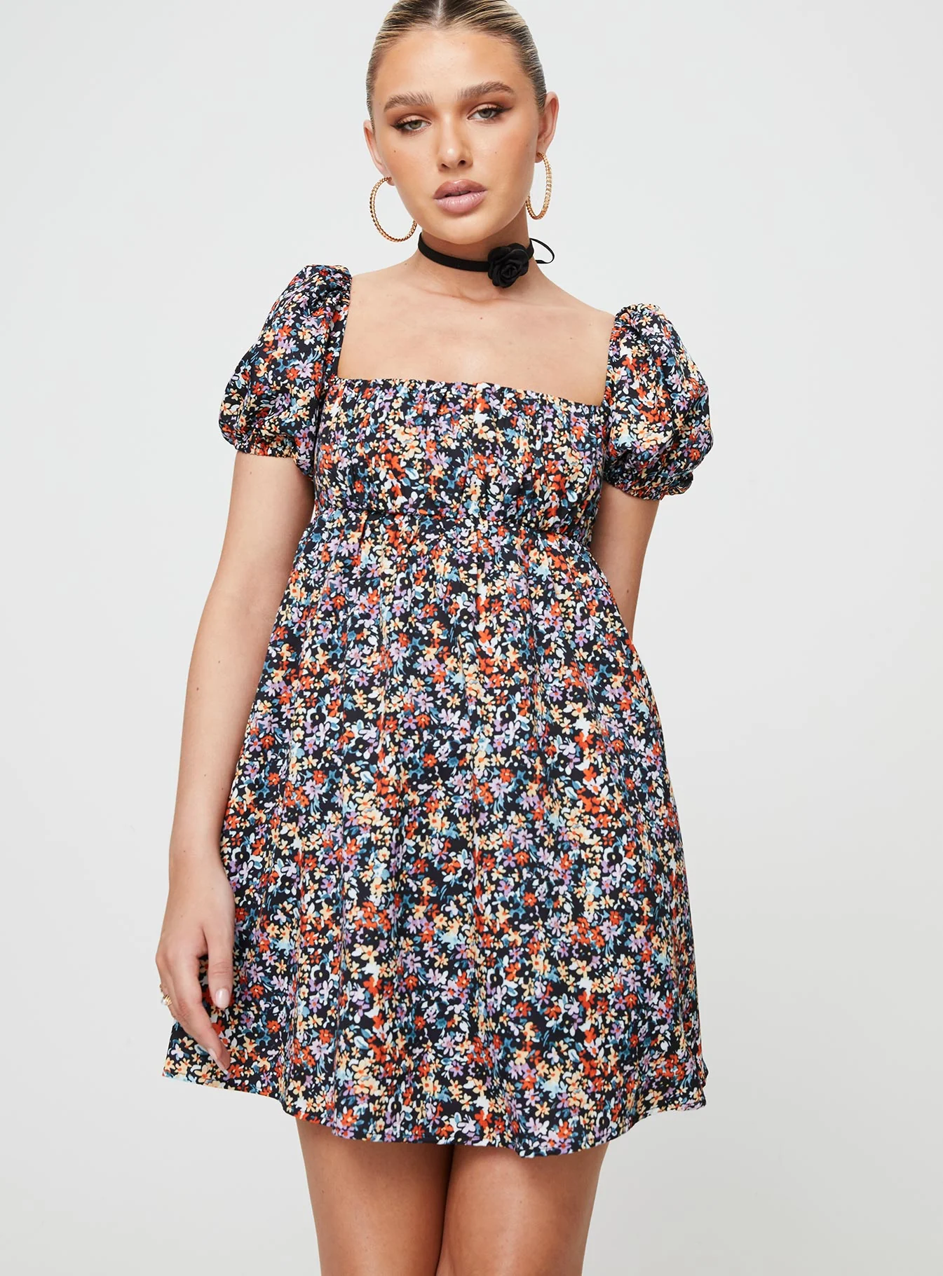 Let's Dance Mini Dress Black Floral