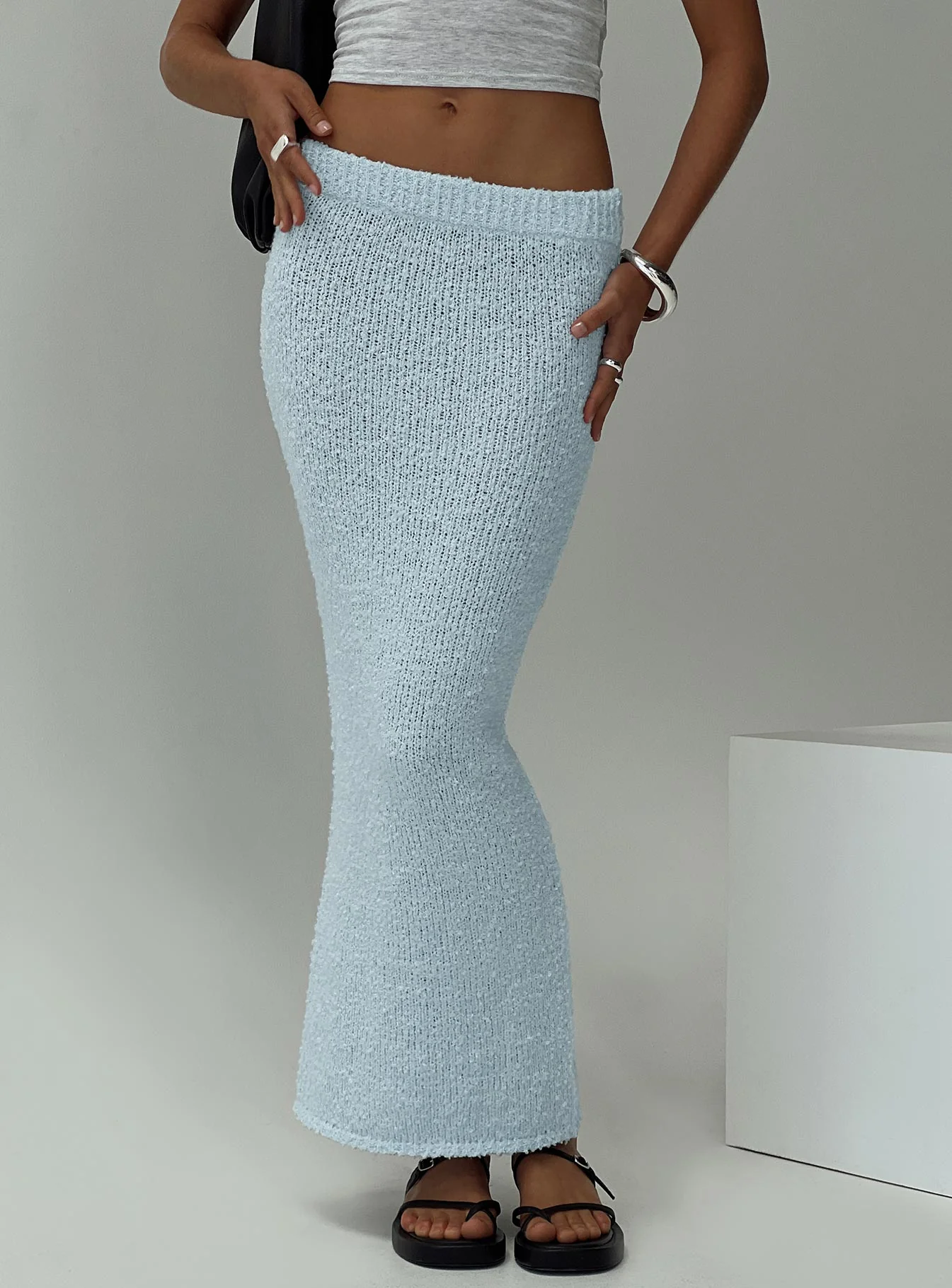 Ponce Boucle Maxi Skirt Light Blue