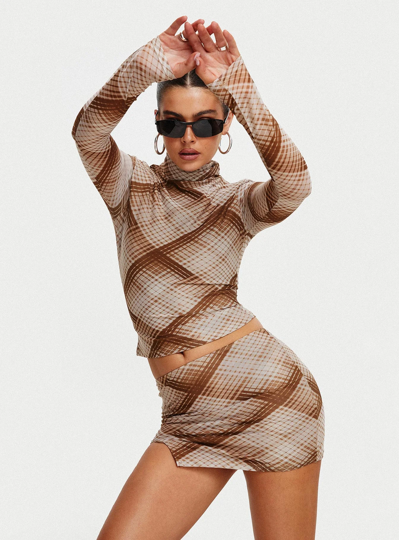 Another Dreamer Mini Skirt Brown Check