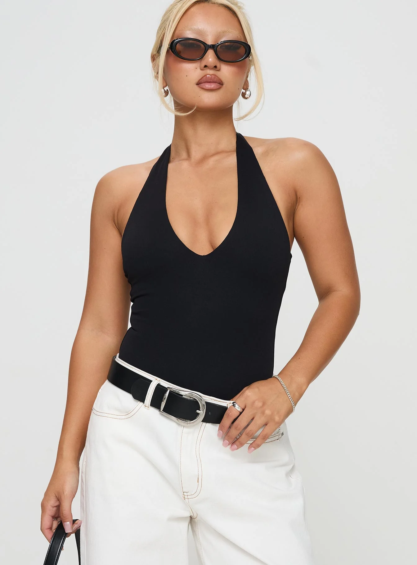 Someone New Halter Bodysuit Black Tall