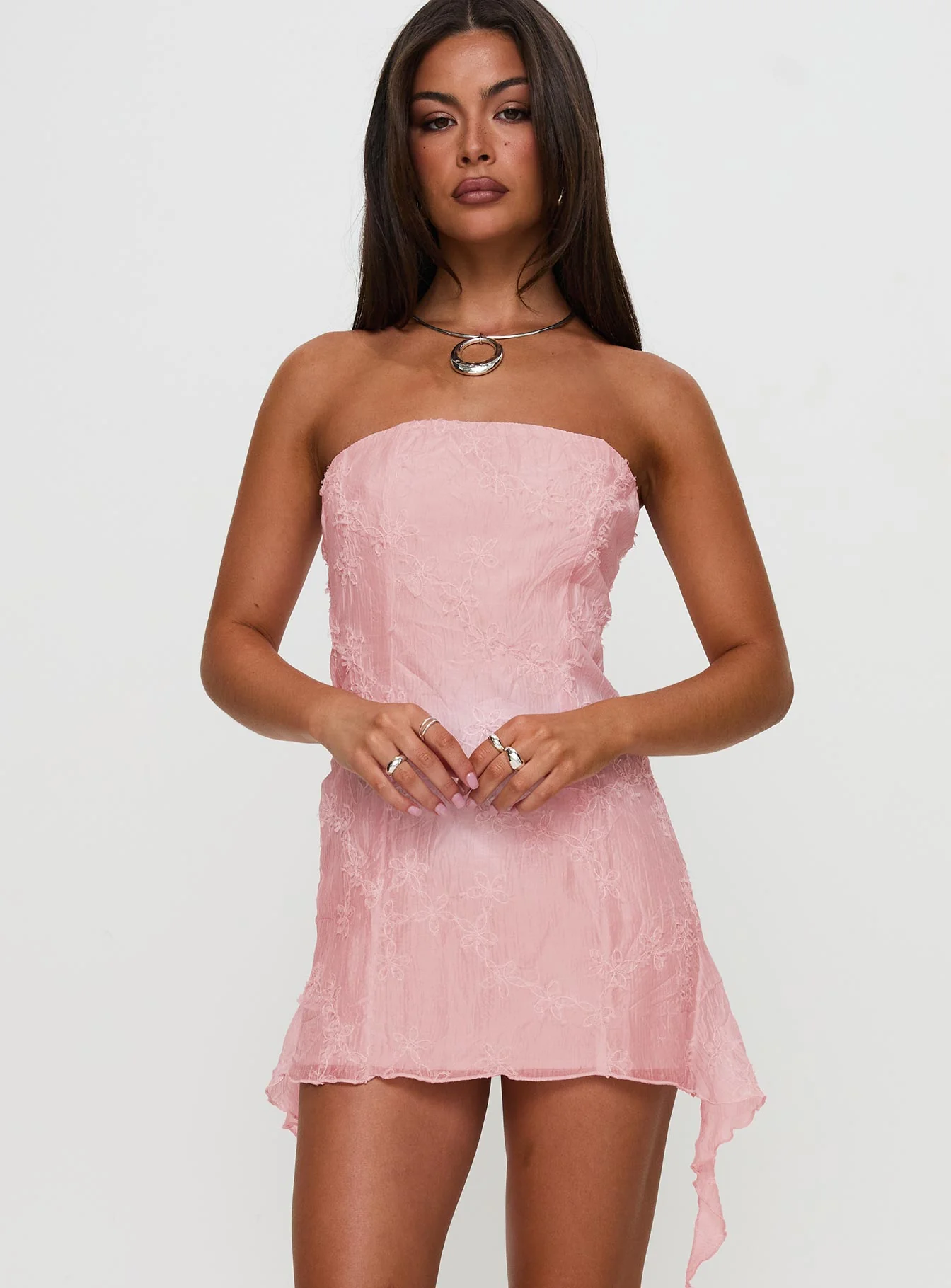 Tomika Strapless Mini Dress Pink Tall