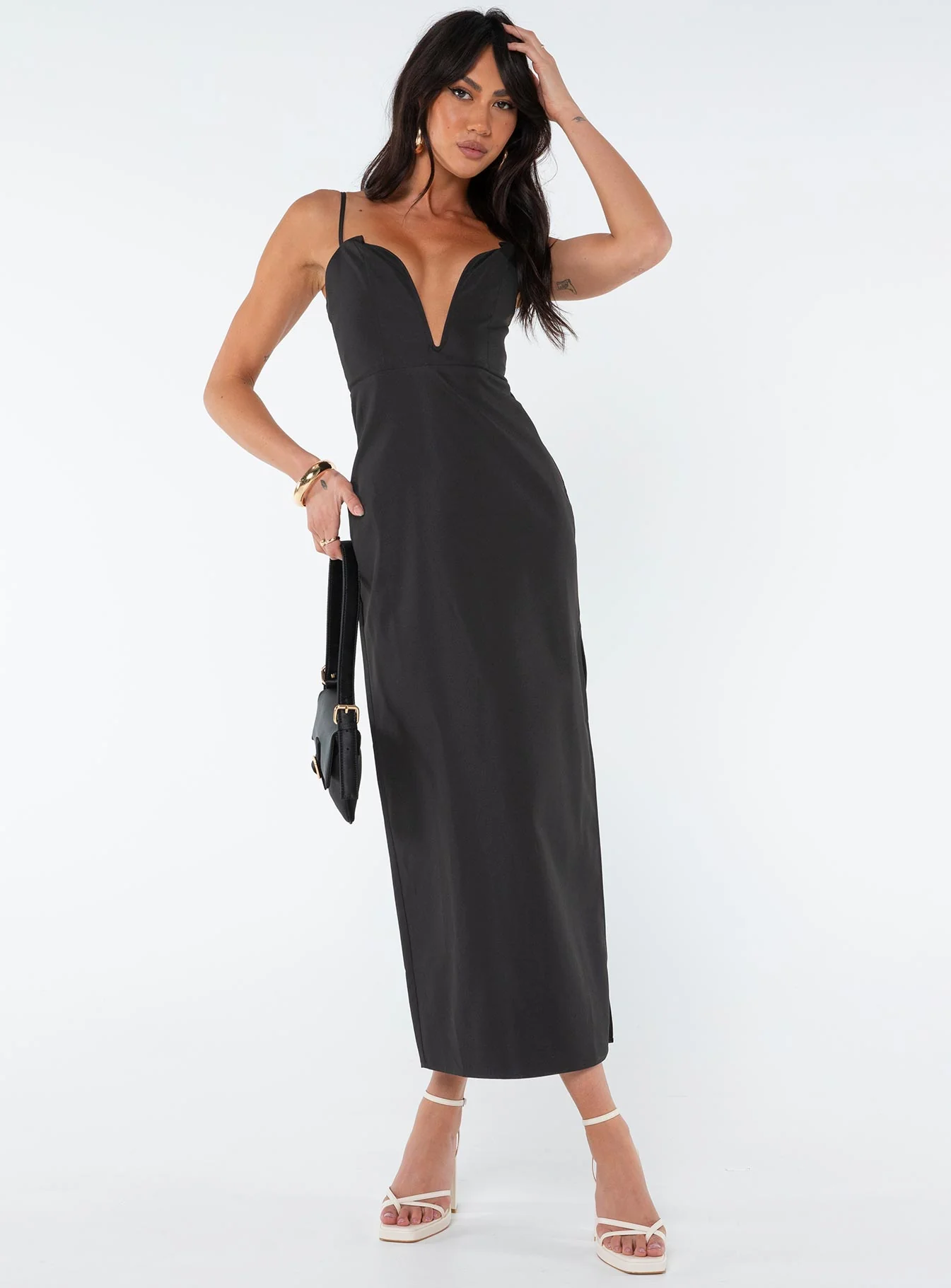 Risha Corset Midi Dress Black